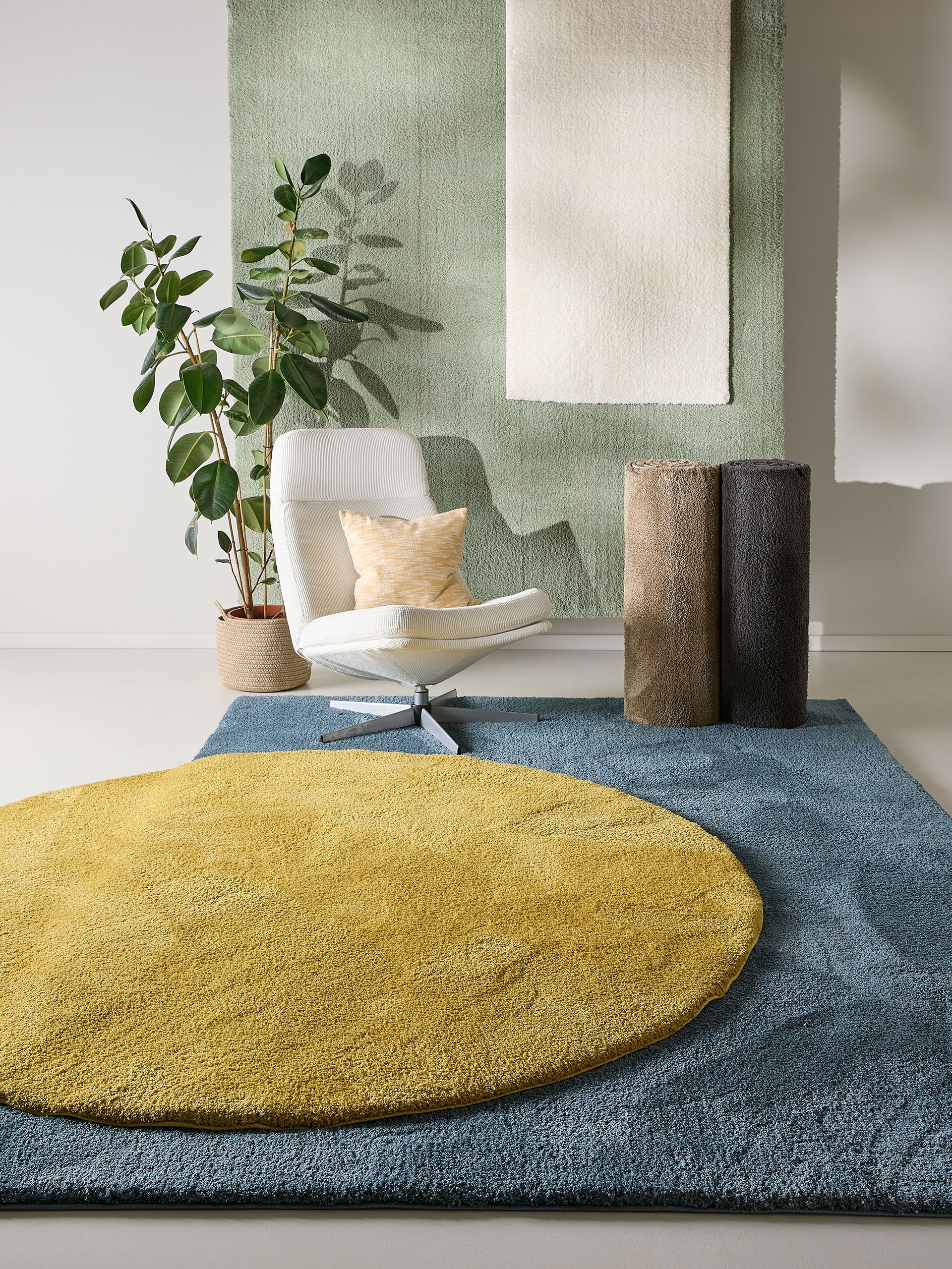 Shaggy Round Rug Soda Black