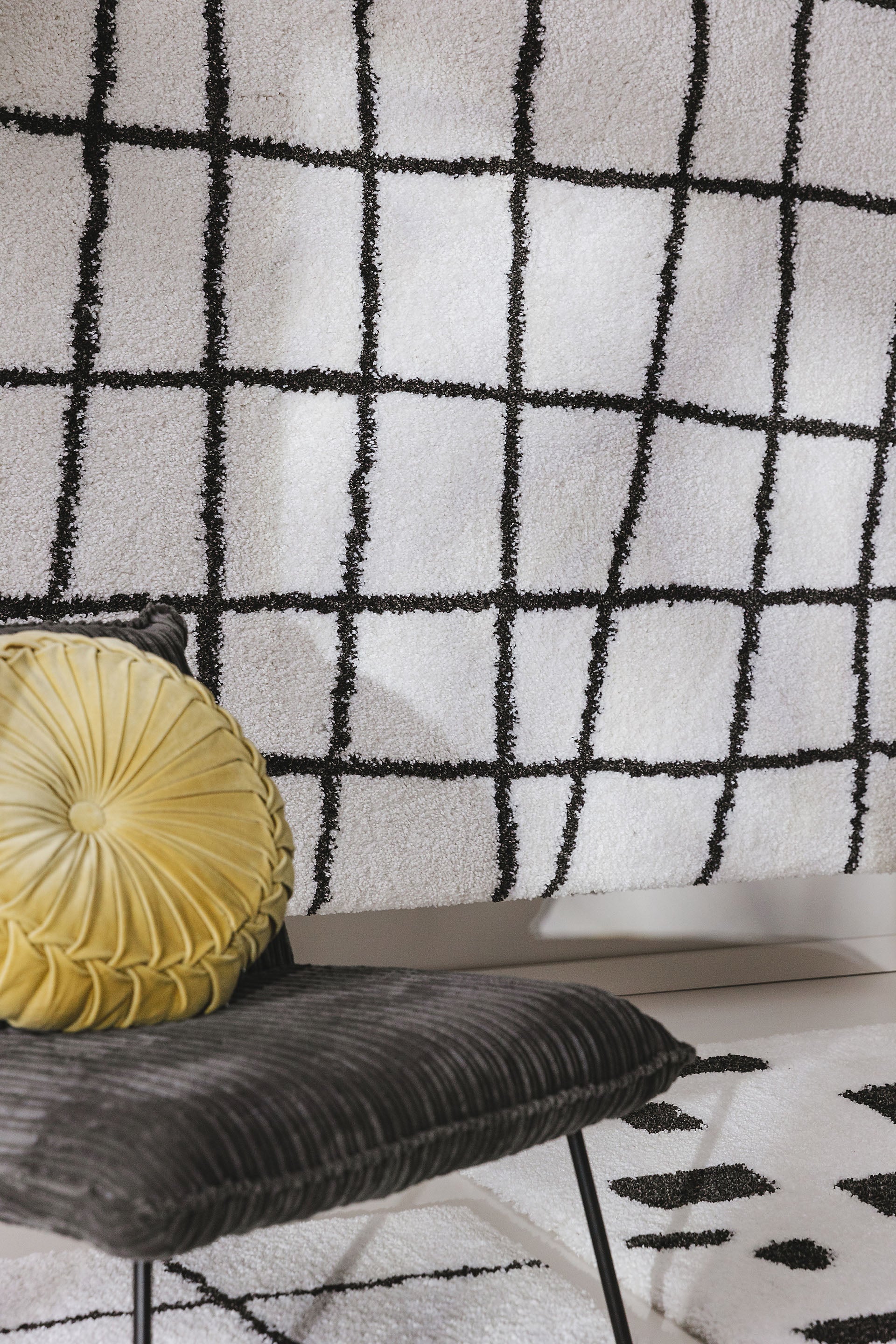 Shaggy rug Louise Black/White