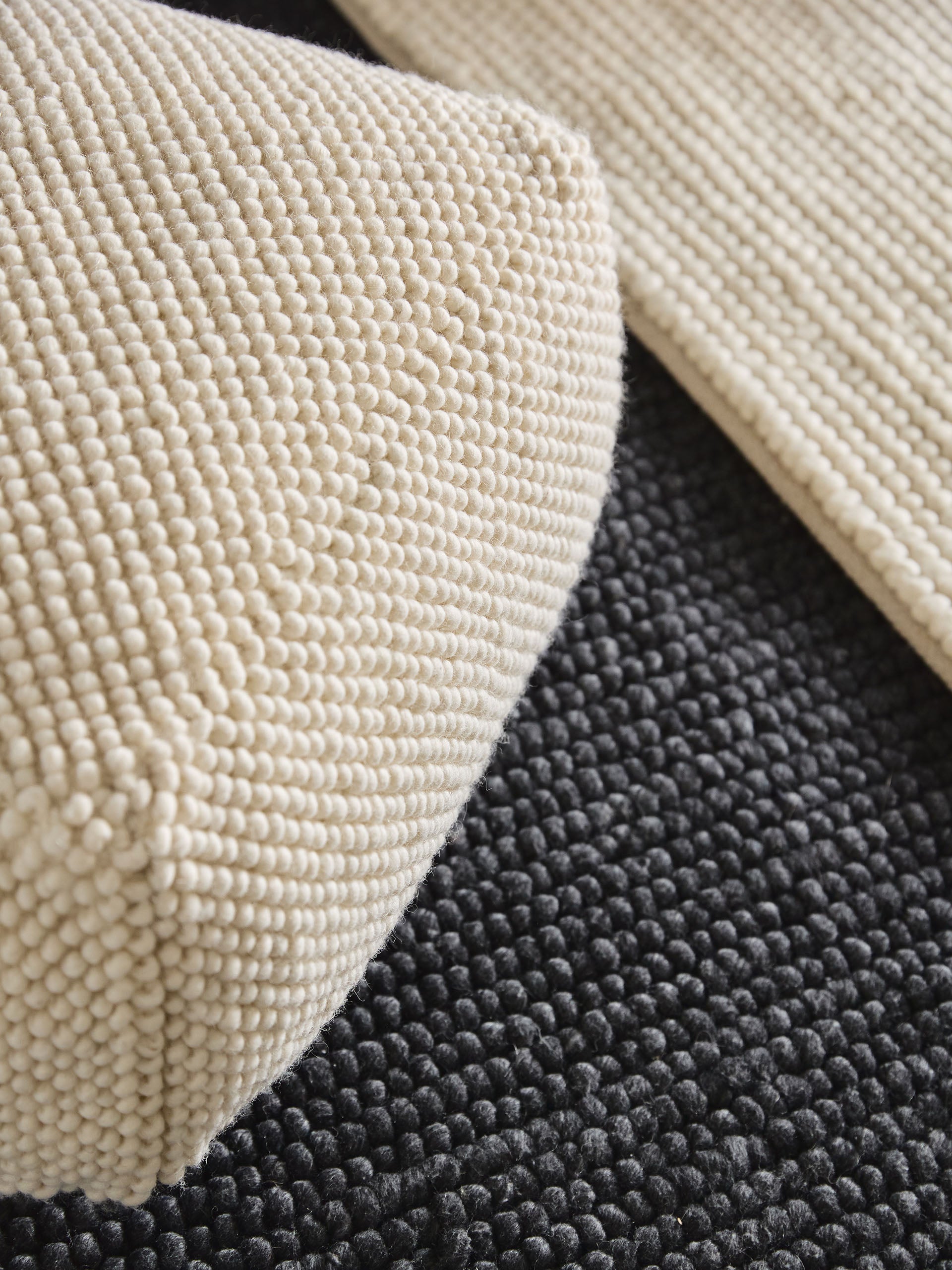 Handmade Wool Pouf Beads Cream