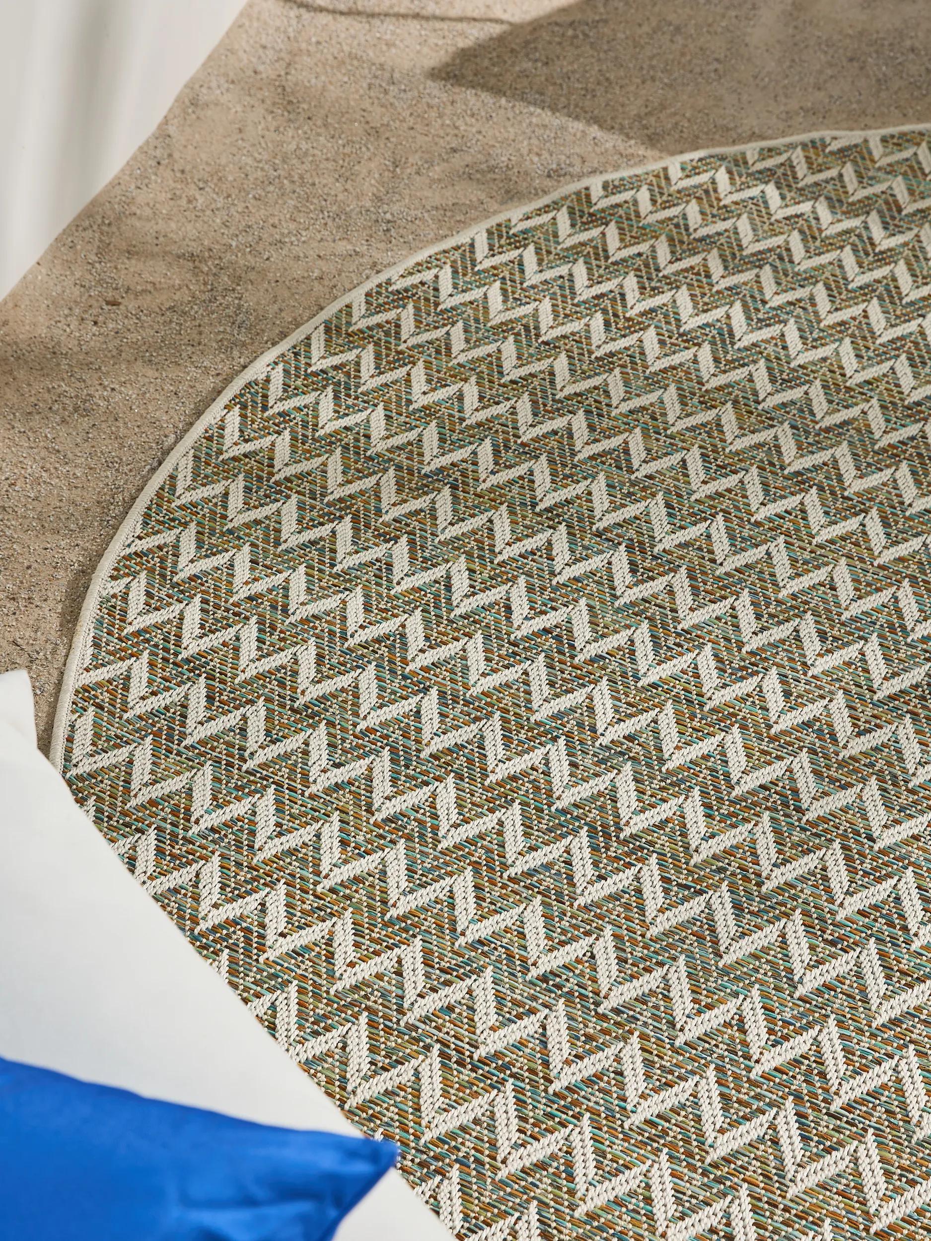 Alfombra para interior y exterior Agra Azul/Crema