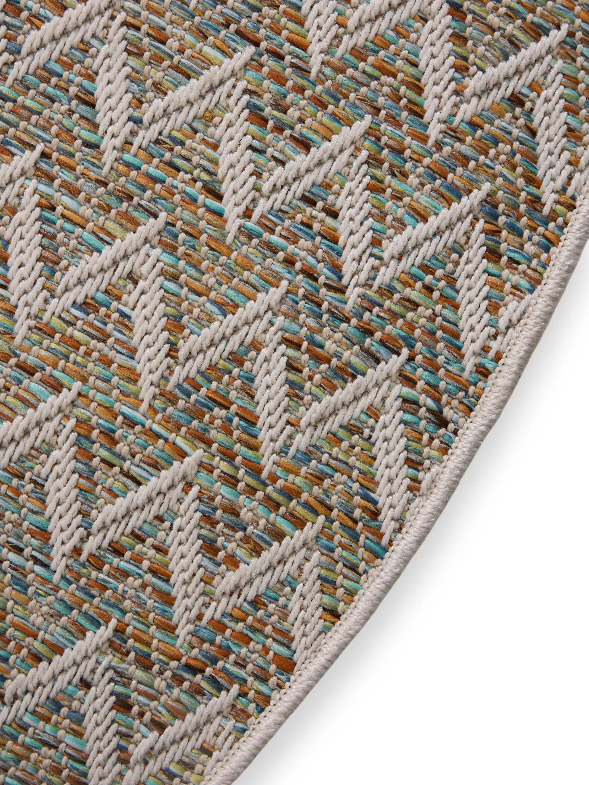 Alfombra para interior y exterior Agra Azul/Crema