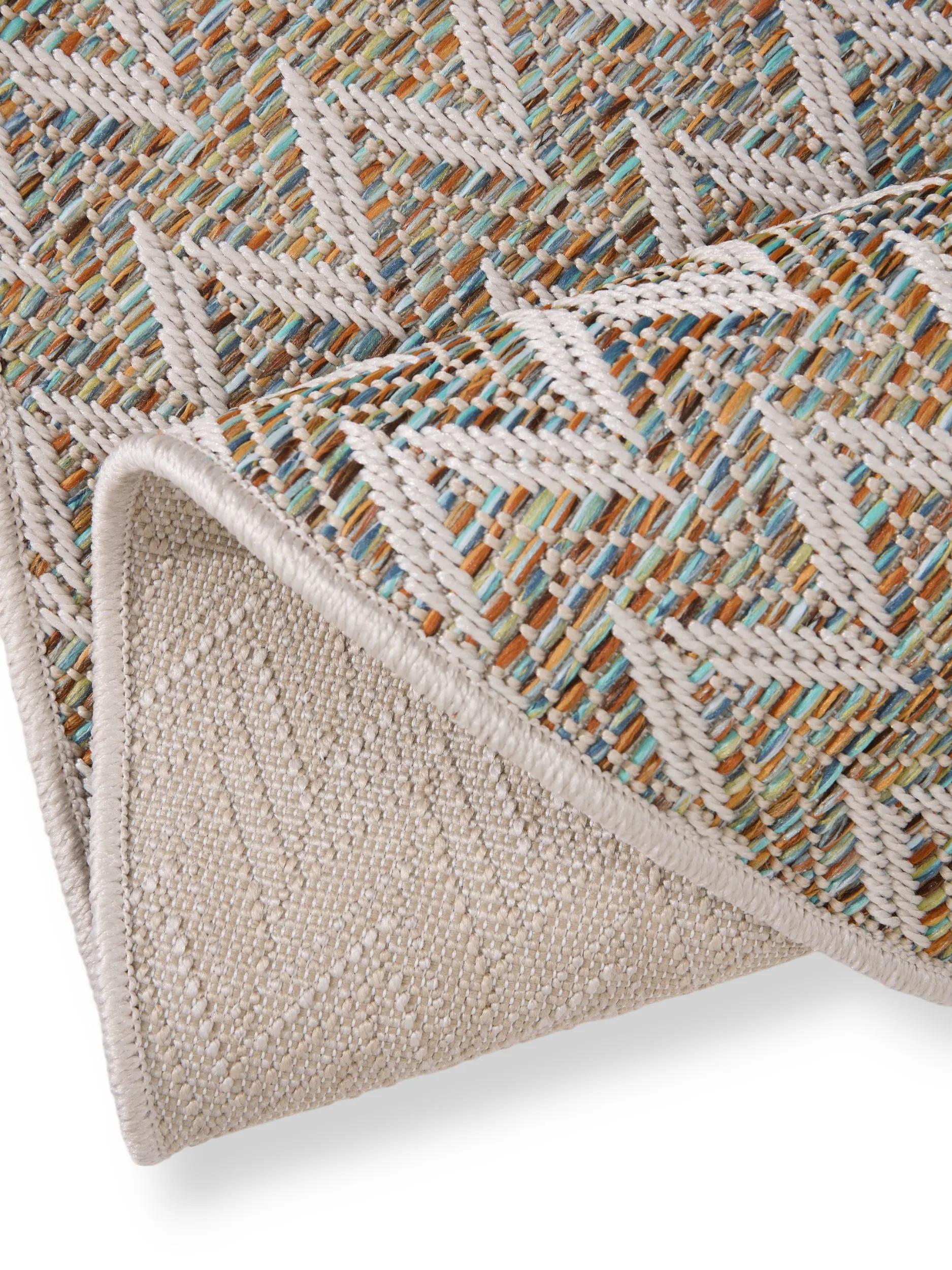 Alfombra para interior y exterior Agra Azul/Crema