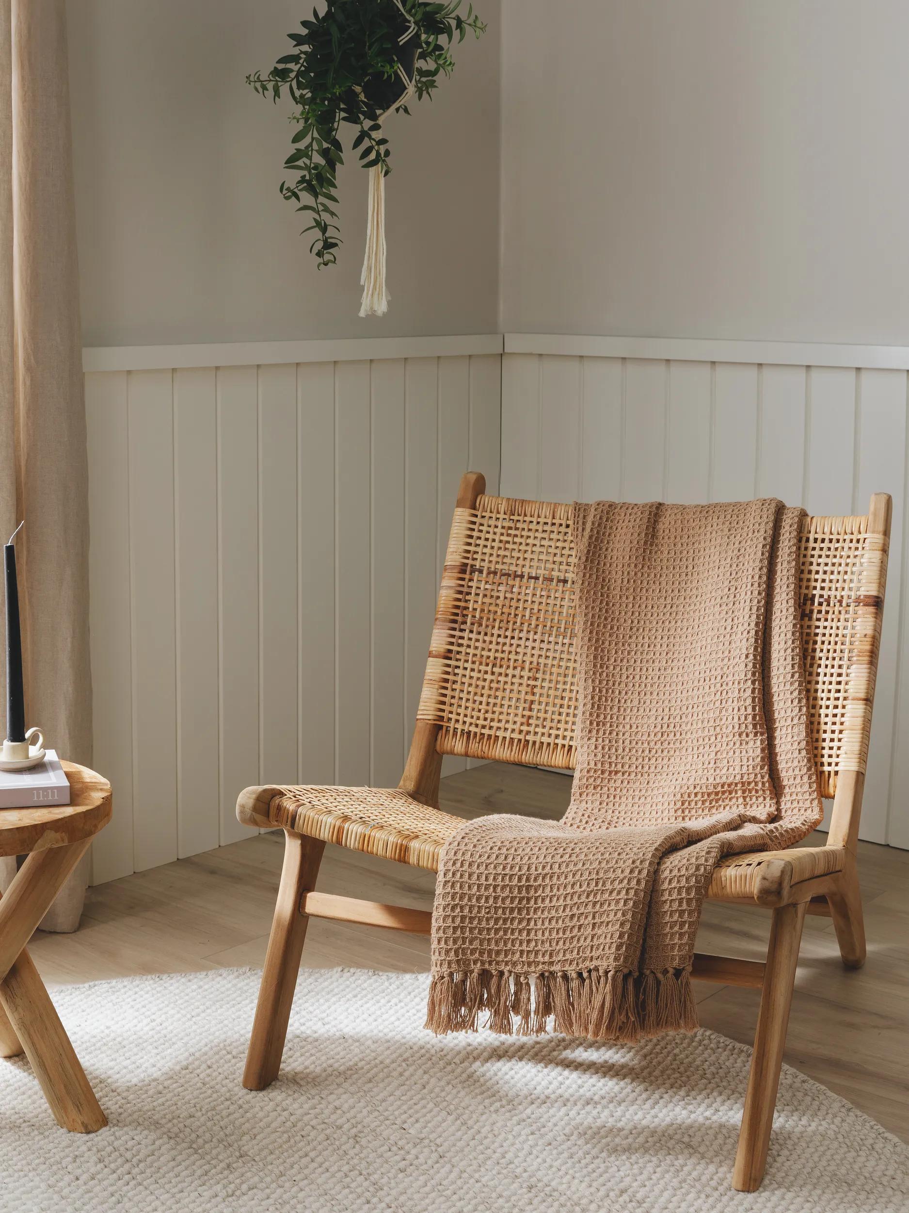 Cotton blanket Amalia Light Brown