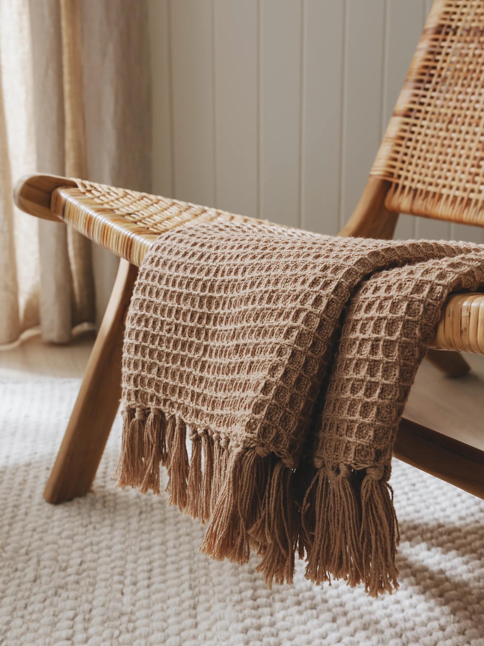 Cotton blanket Amalia Light Brown