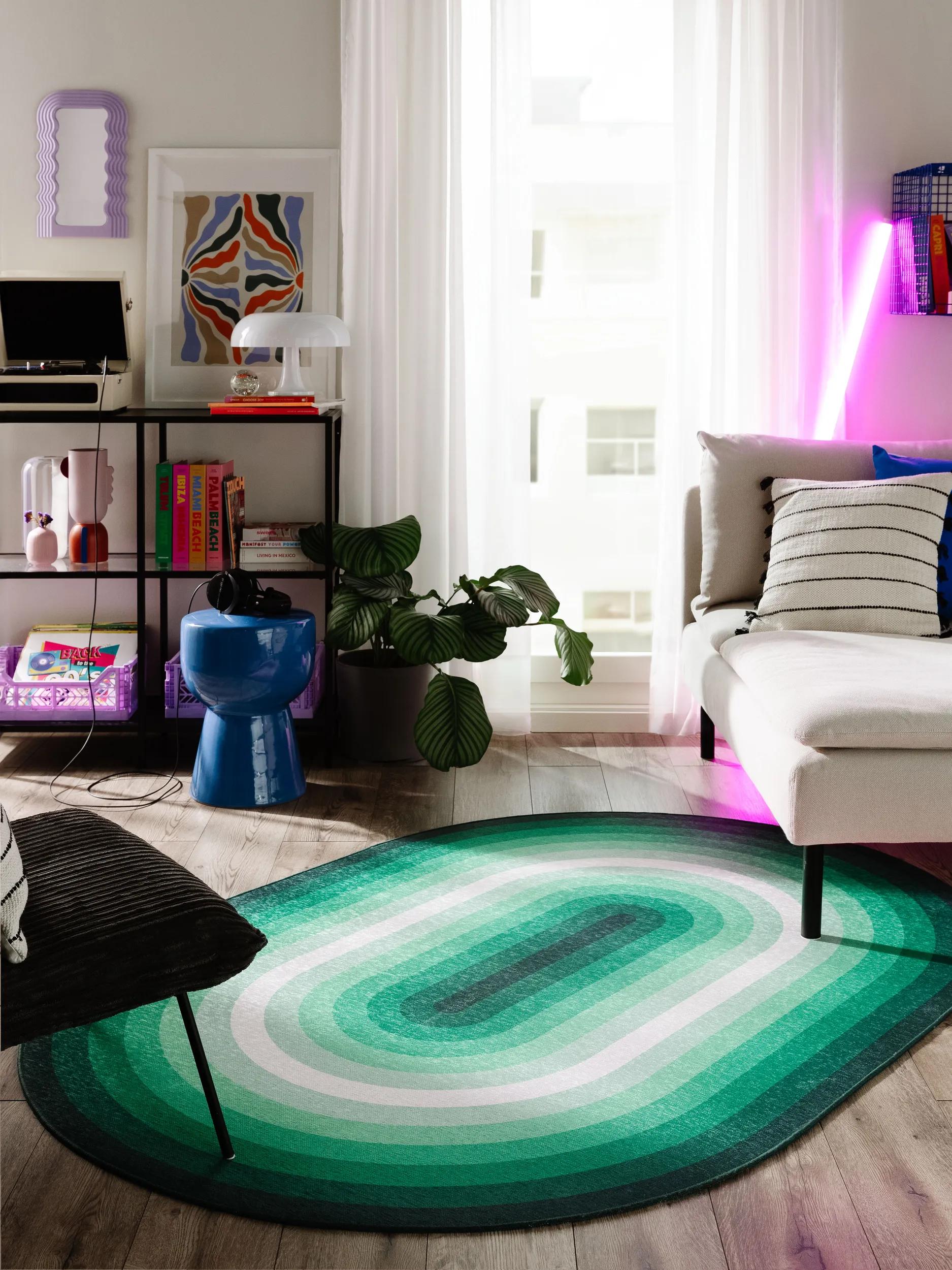 Alfombra lavable Anko verde