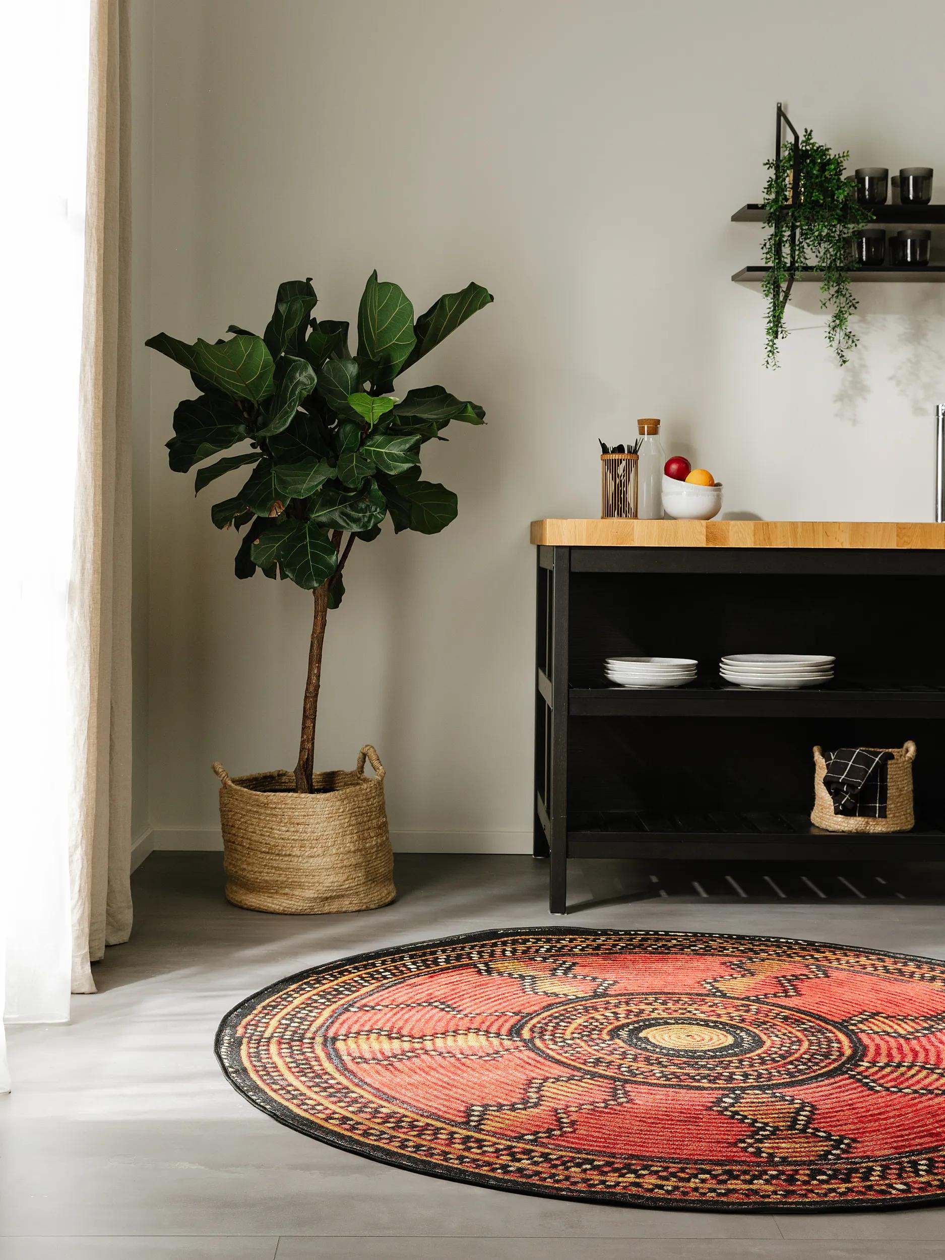 Alfombra redonda para interior y exterior Artis roja