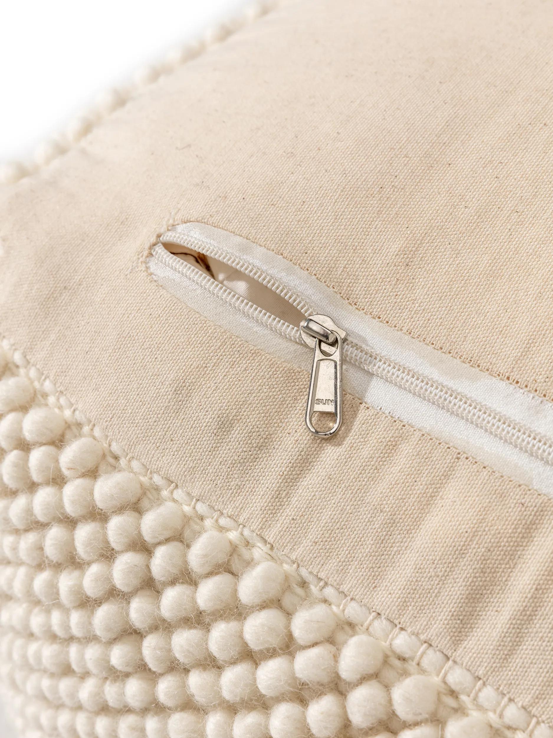 Handmade Wool Pouf Beads Cream