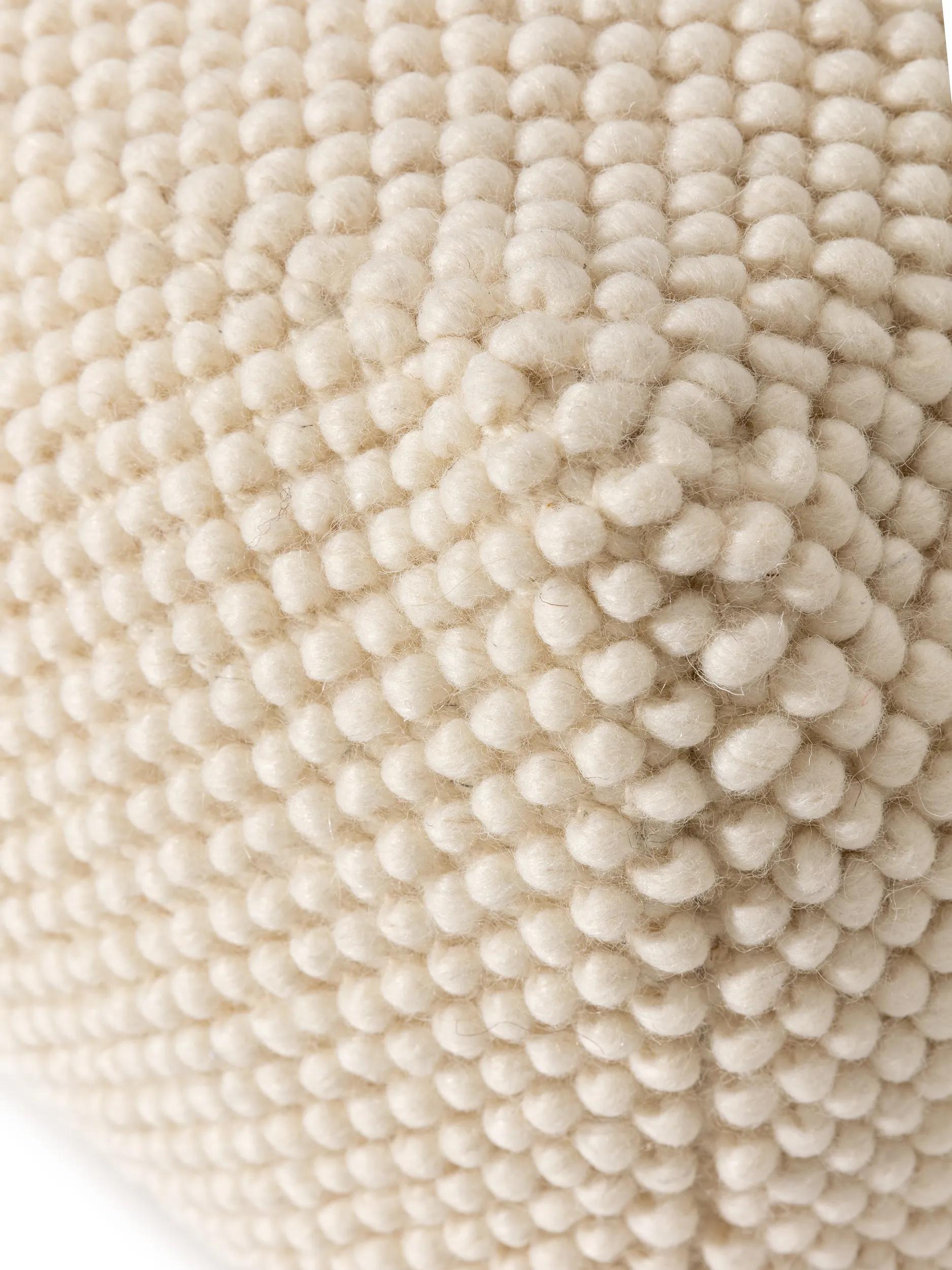 Handmade Wool Pouf Beads Cream