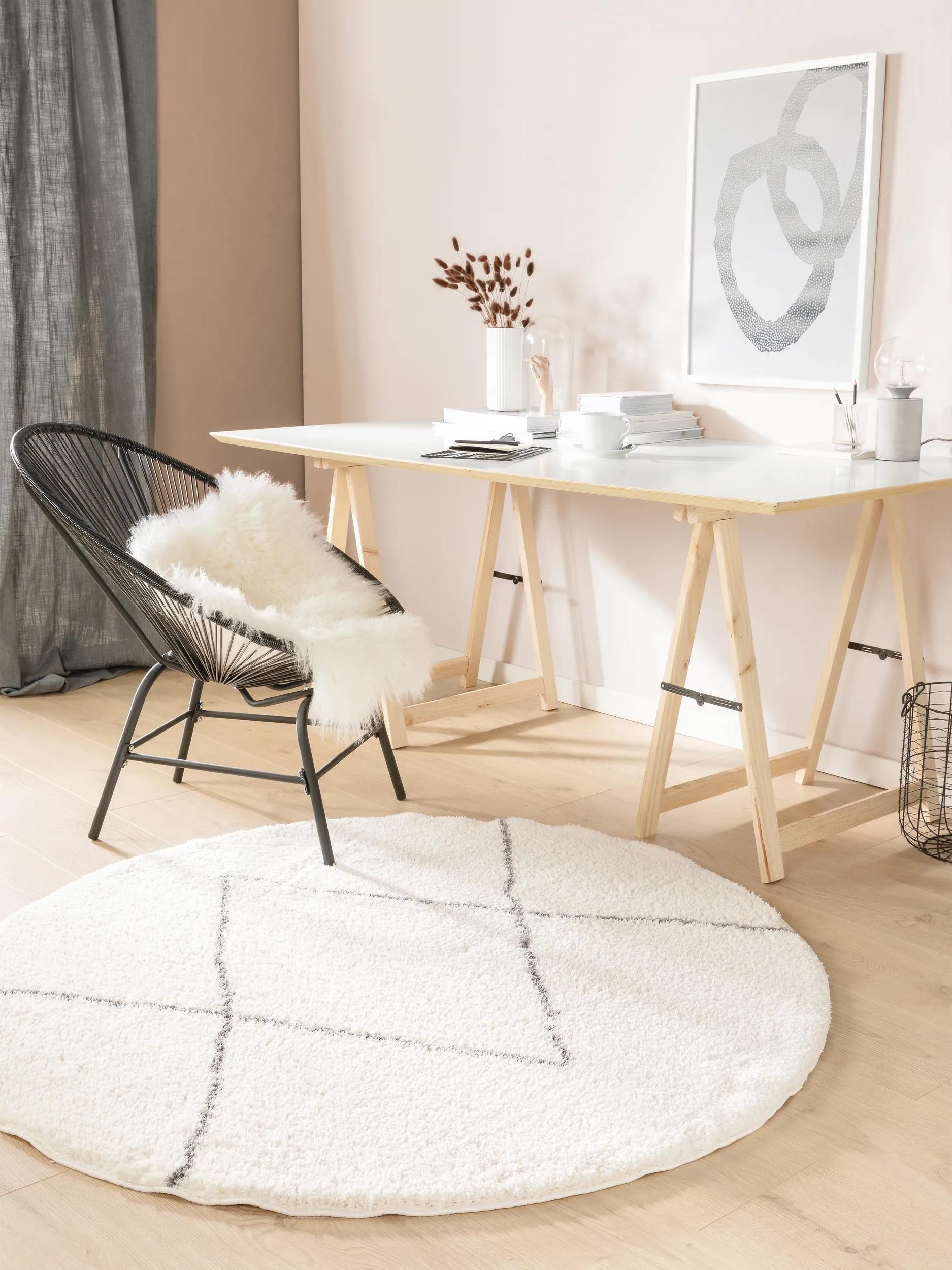 Shaggy Round Rug Benno Cream