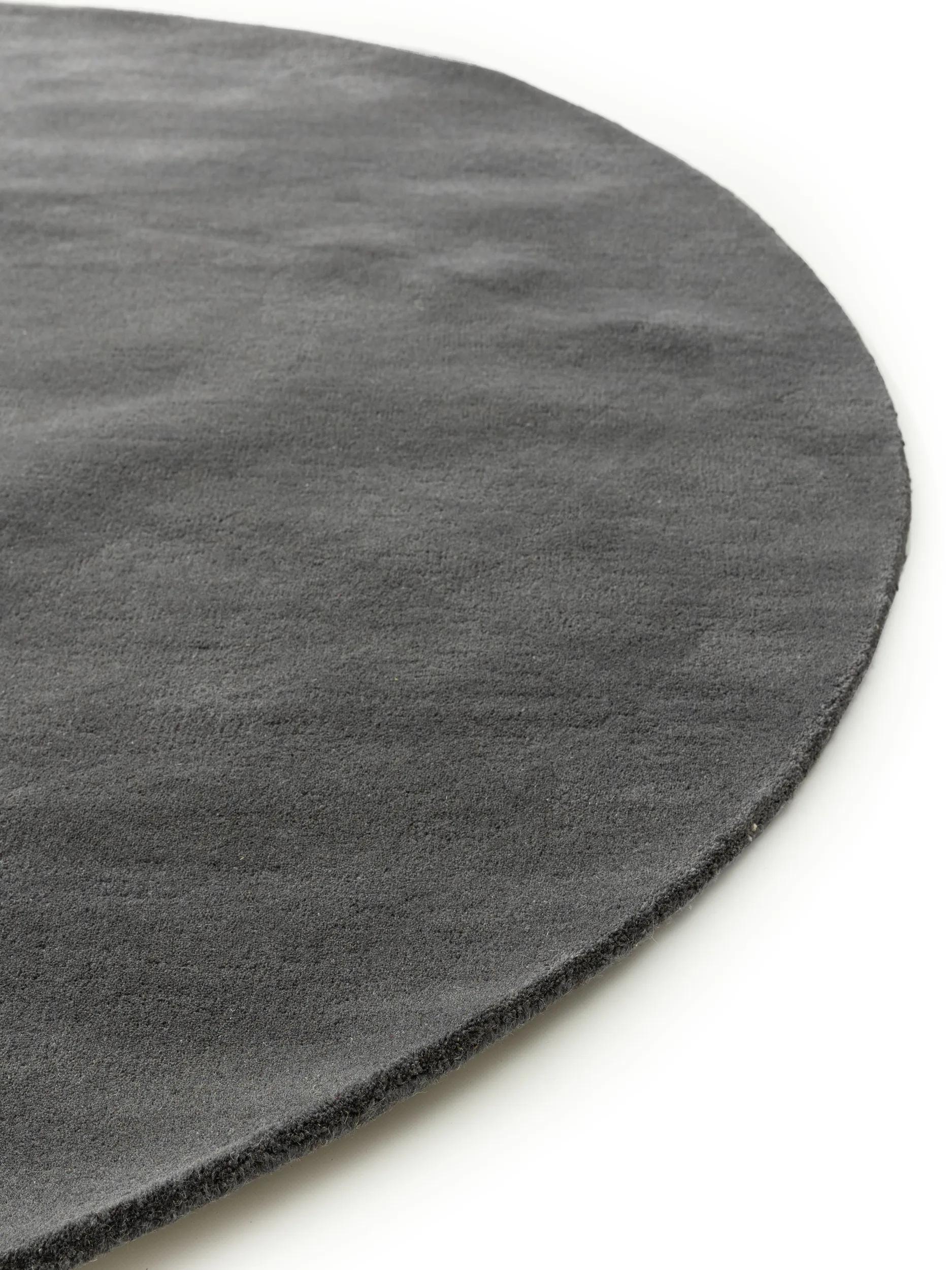 Round Wool Rug Bent Charcoal