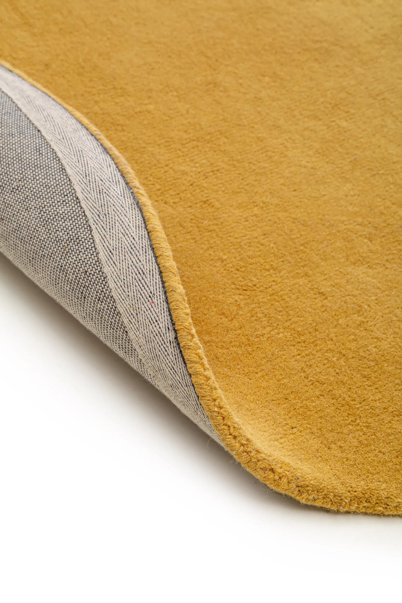 Round Wool Rug Bent Yellow