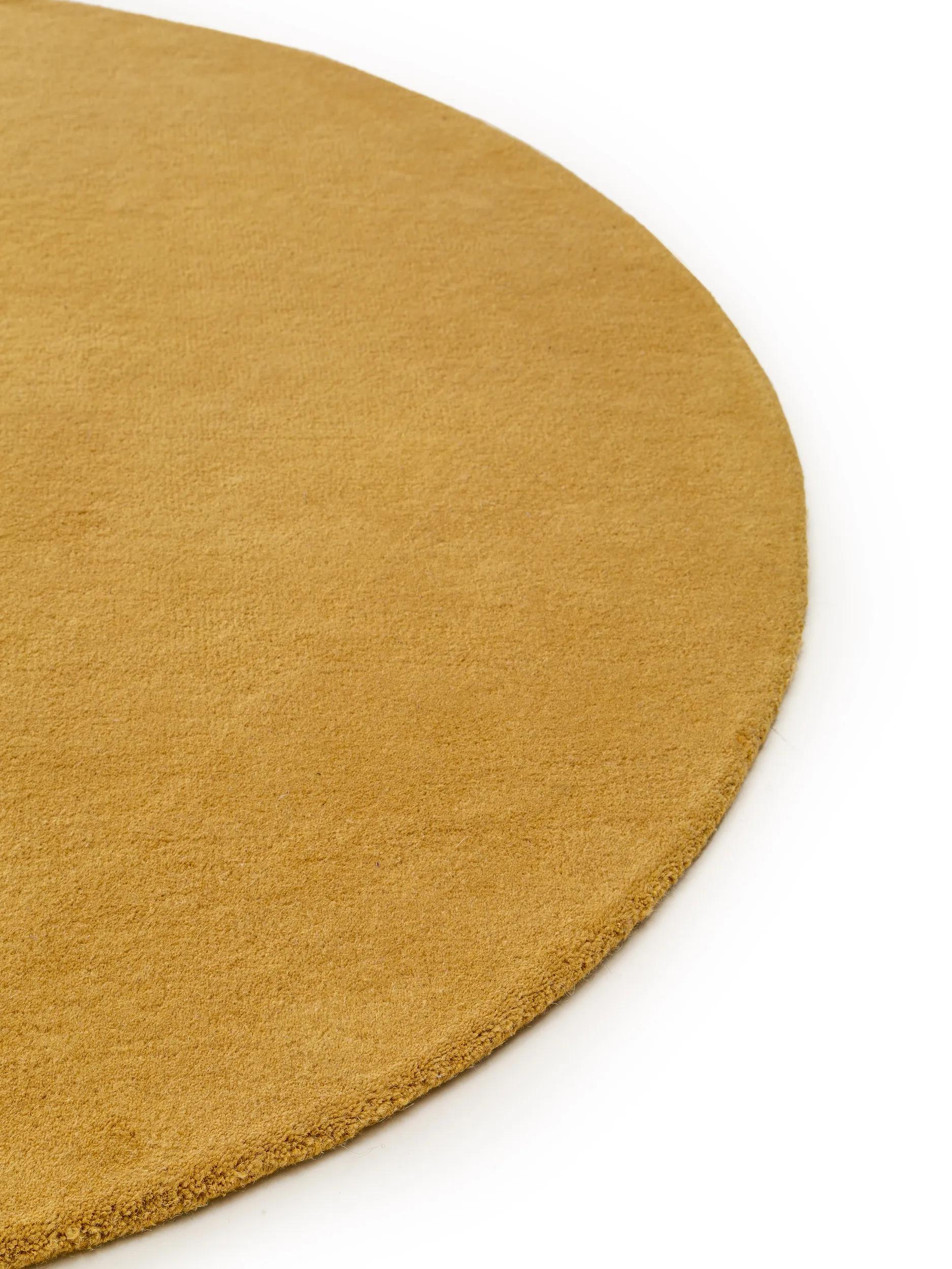 Round Wool Rug Bent Yellow