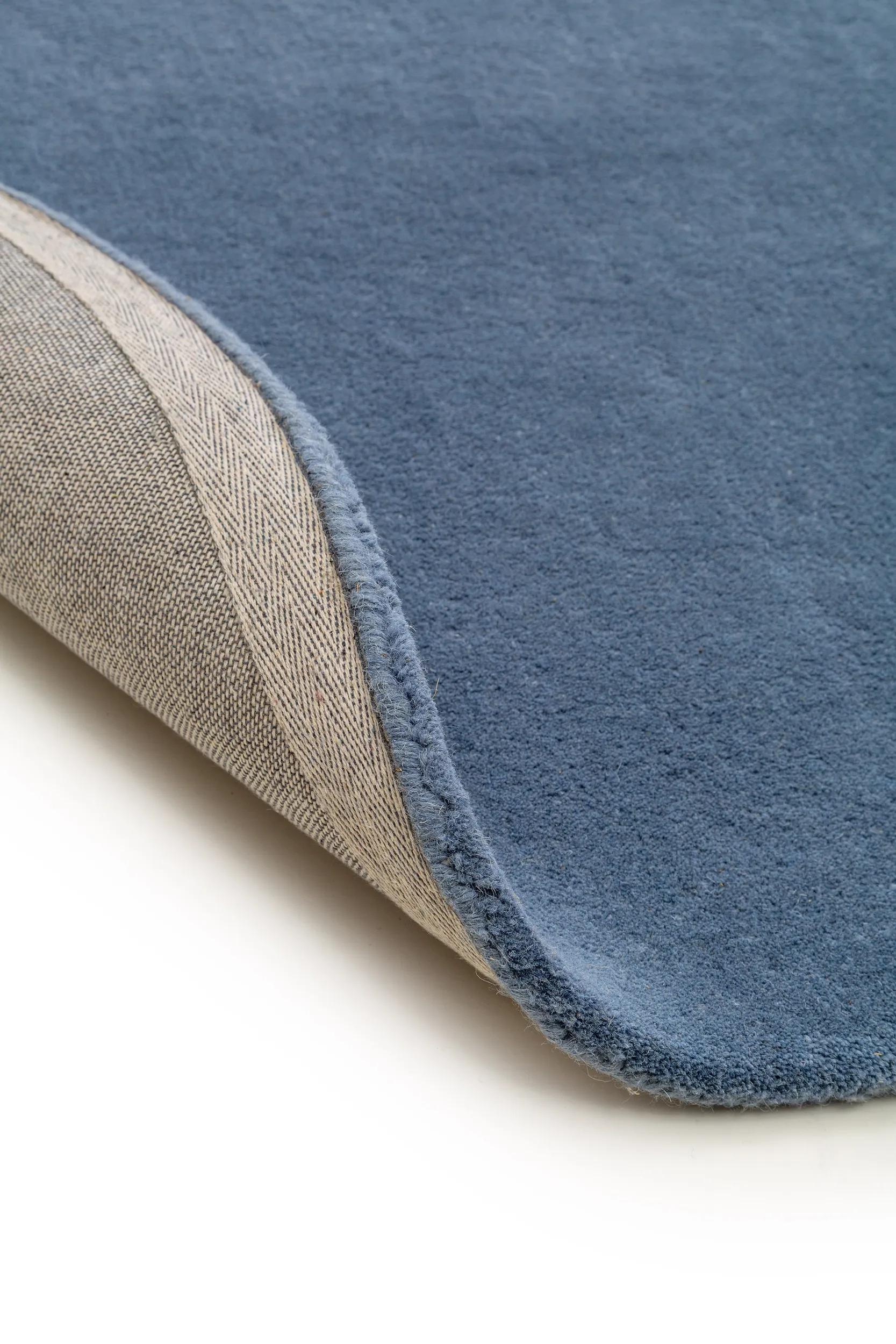 Round Wool Rug Bent Blue