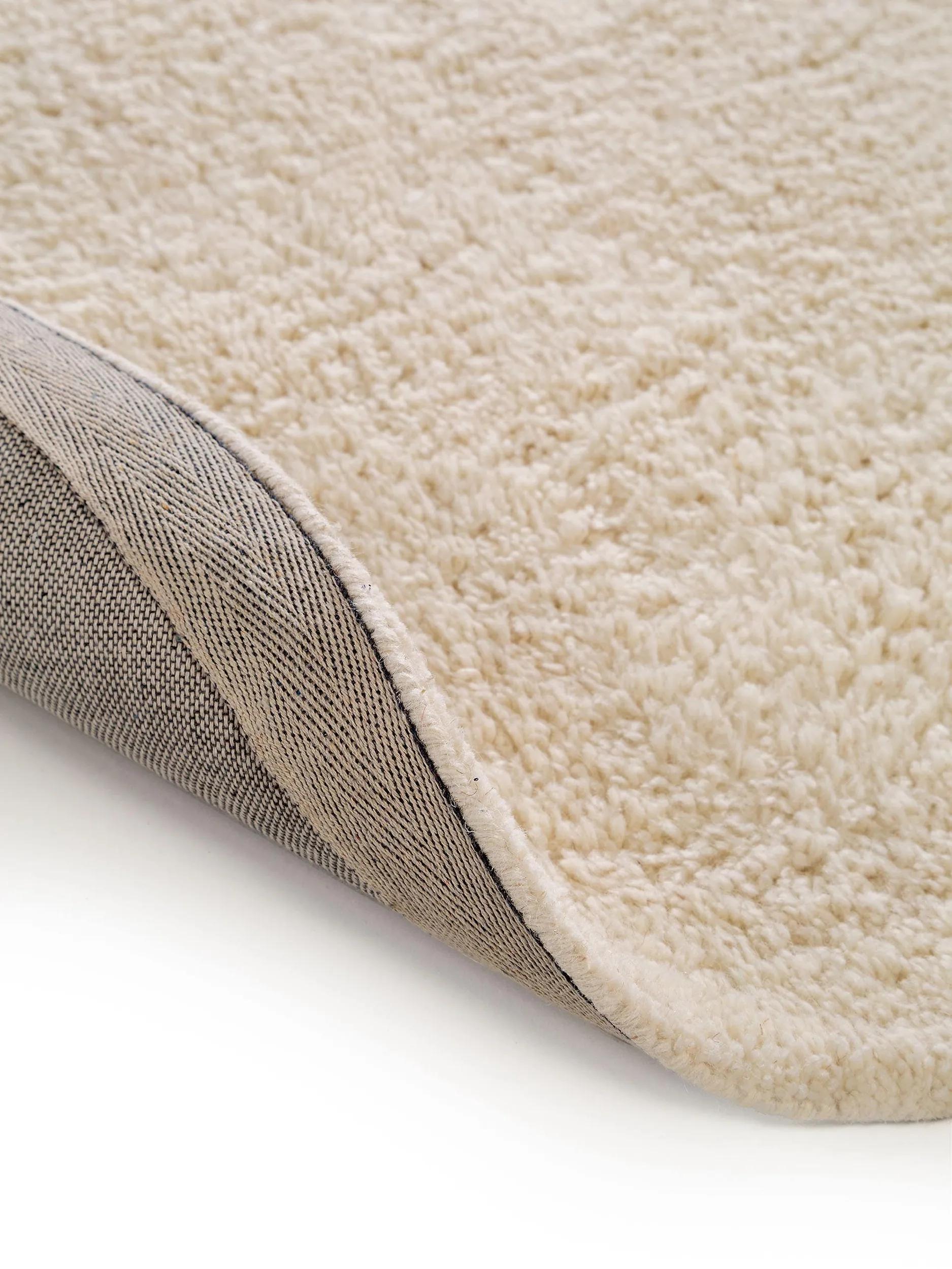 Round Wool Rug Berber Cream