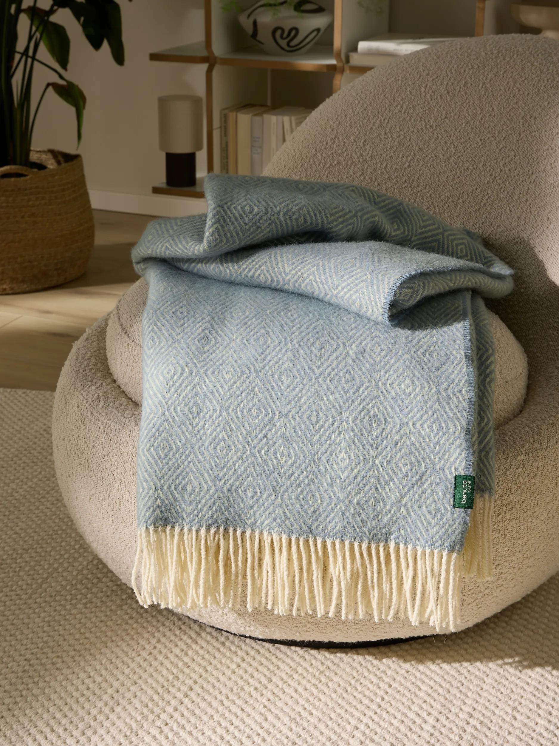 Couverture en laine Bianca bleue