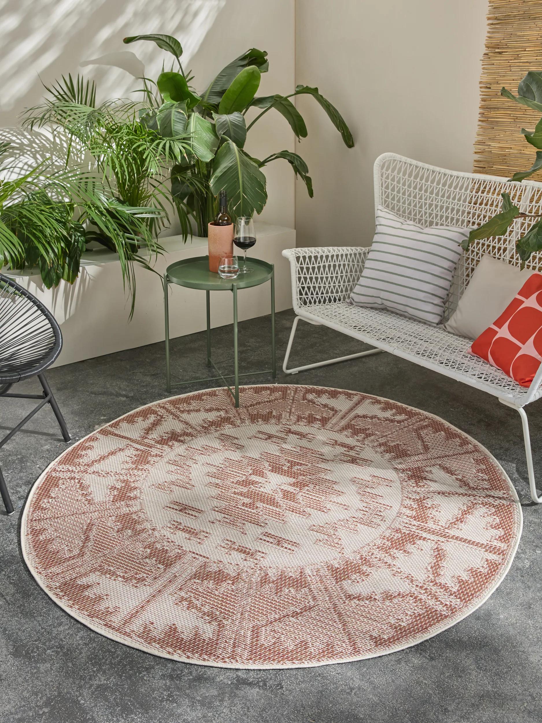 In- & Outdoor Round Rug Bronco Terracotta