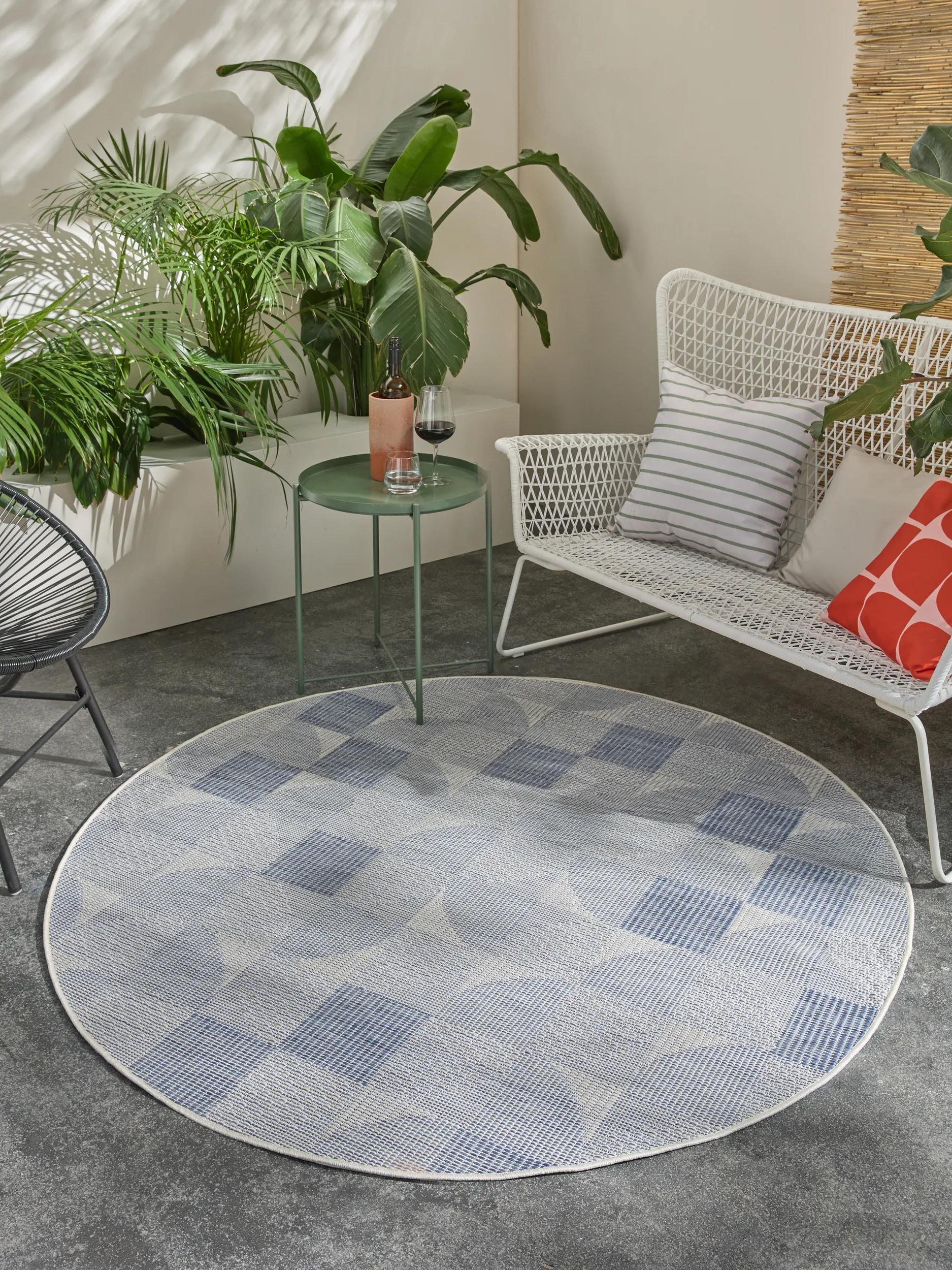 In- & Outdoor Round Rug Bronco Dark Blue