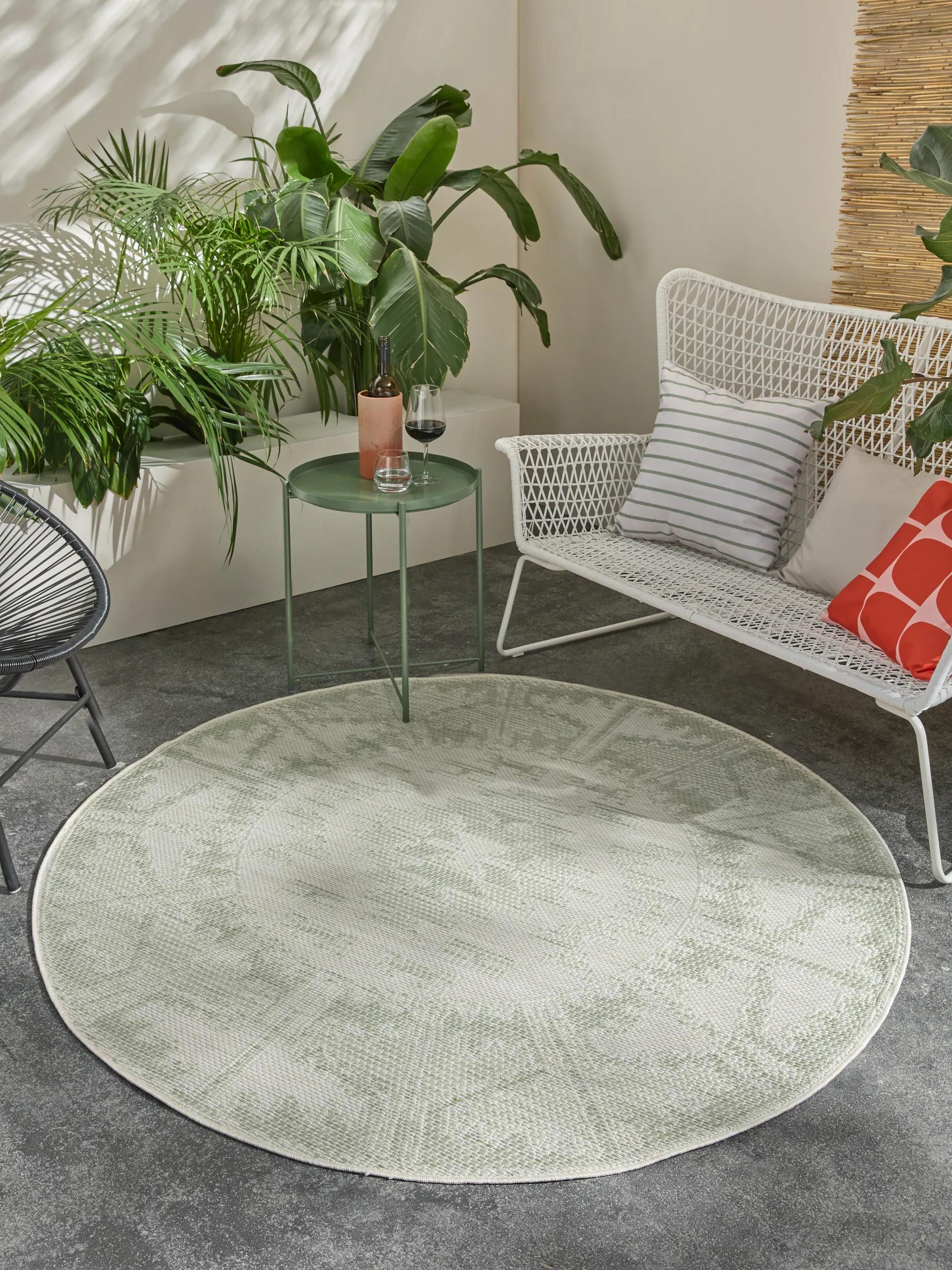 In- & Outdoor Round Rug Bronco Mint