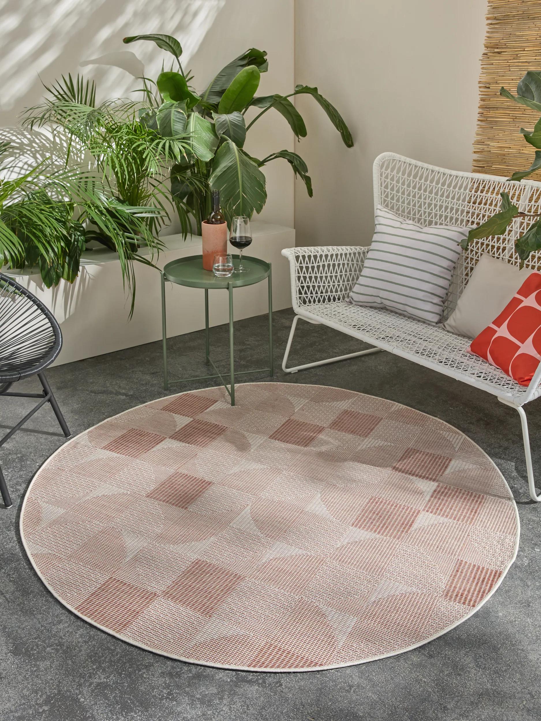 In- & Outdoor Round Rug Bronco Terracotta