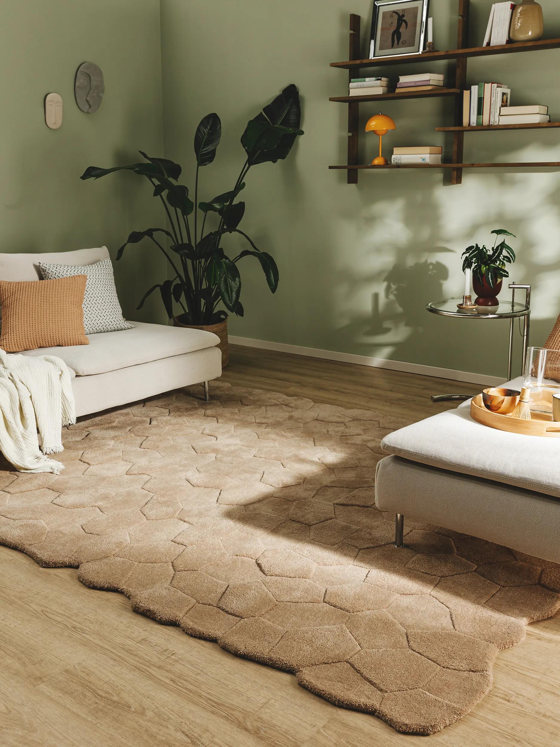 Alfombra de lana Camino Beige