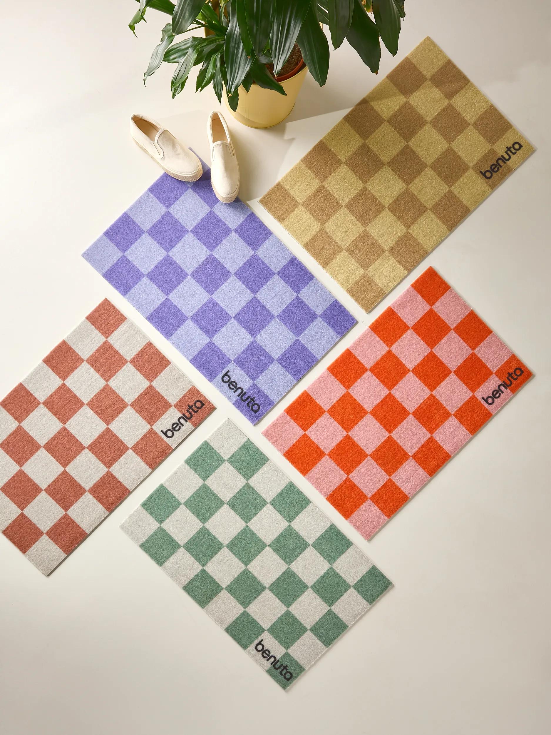 Door mat Checker Terracotta