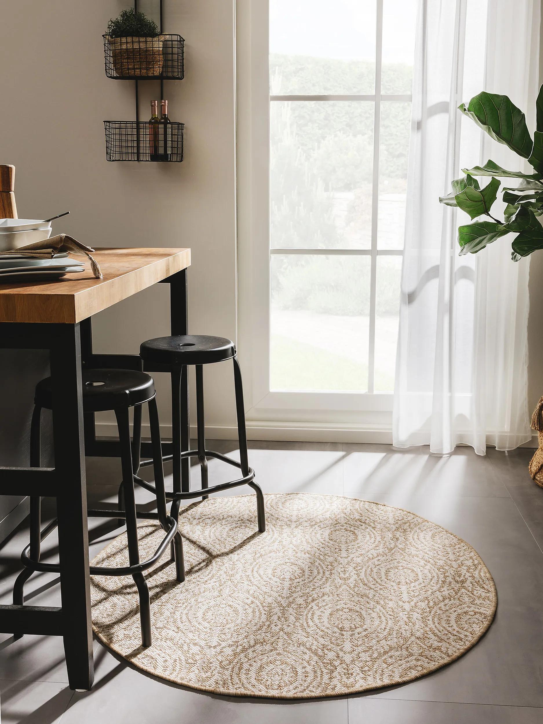 In- & Outdoor Round Rug Cleo Cream/Beige