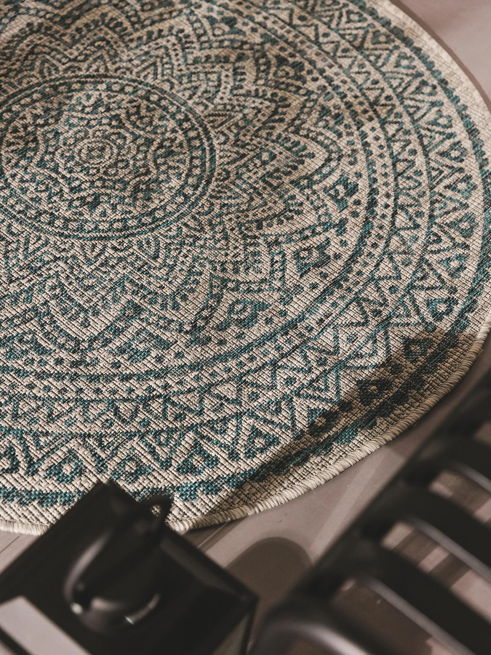 In- & Outdoor Round Rug Cleo Beige/Blue