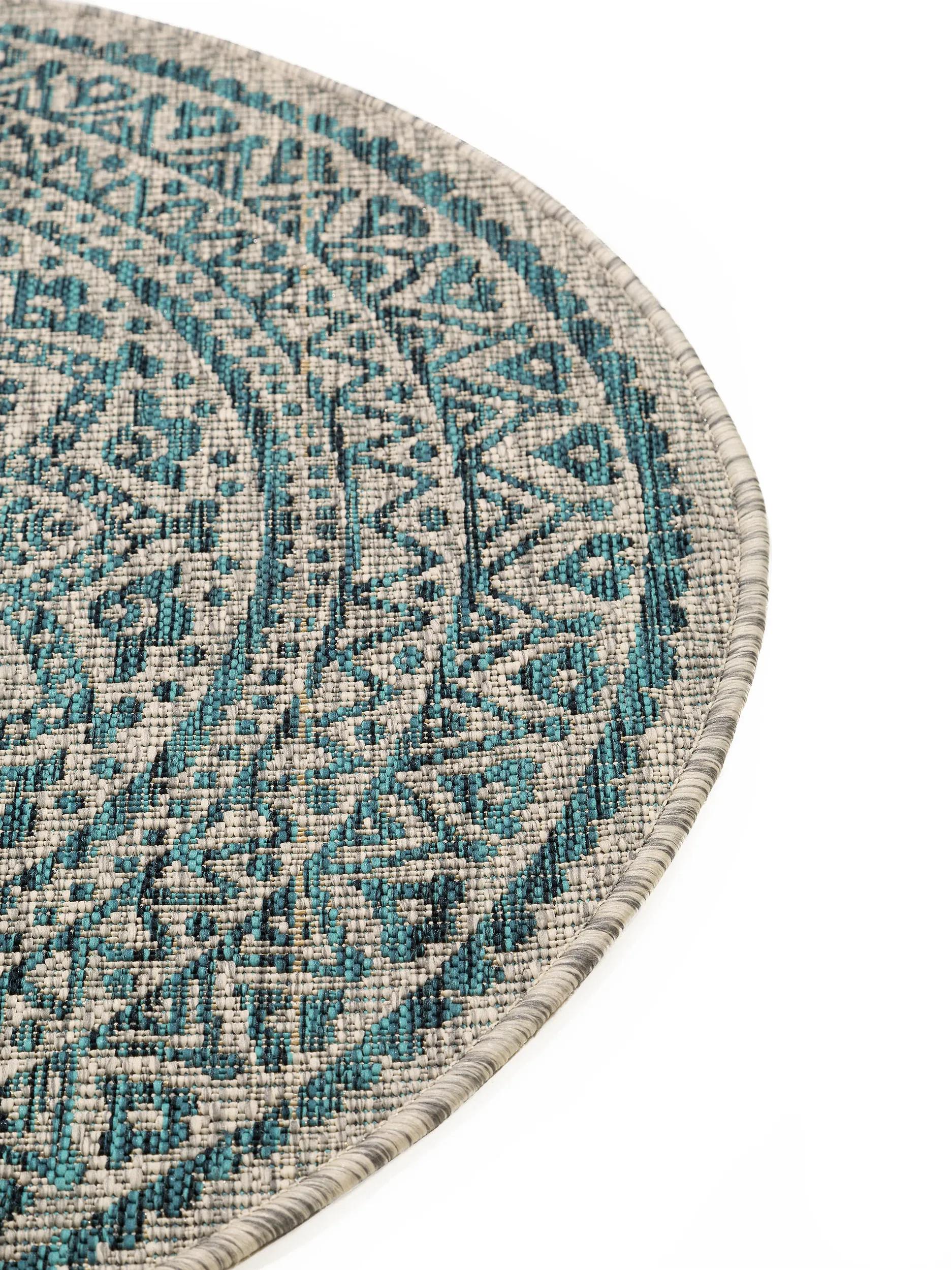 In- & Outdoor Round Rug Cleo Beige/Blue