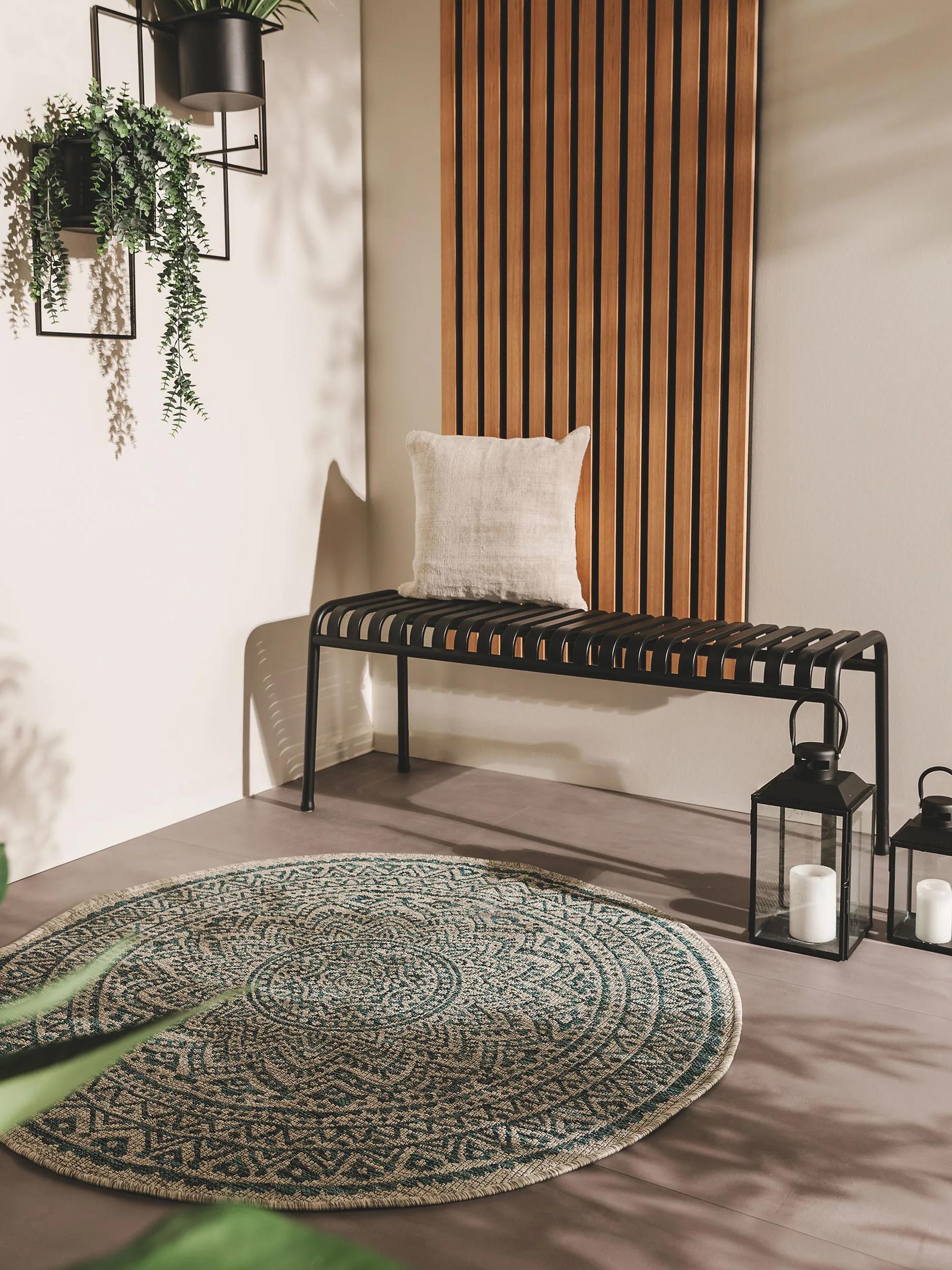 In- & Outdoor Round Rug Cleo Beige/Blue