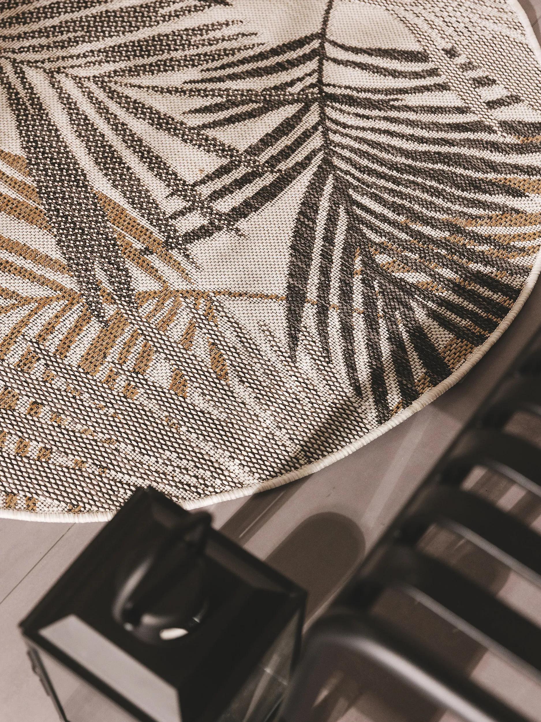 Alfombra redonda para interior y exterior Cleo negra