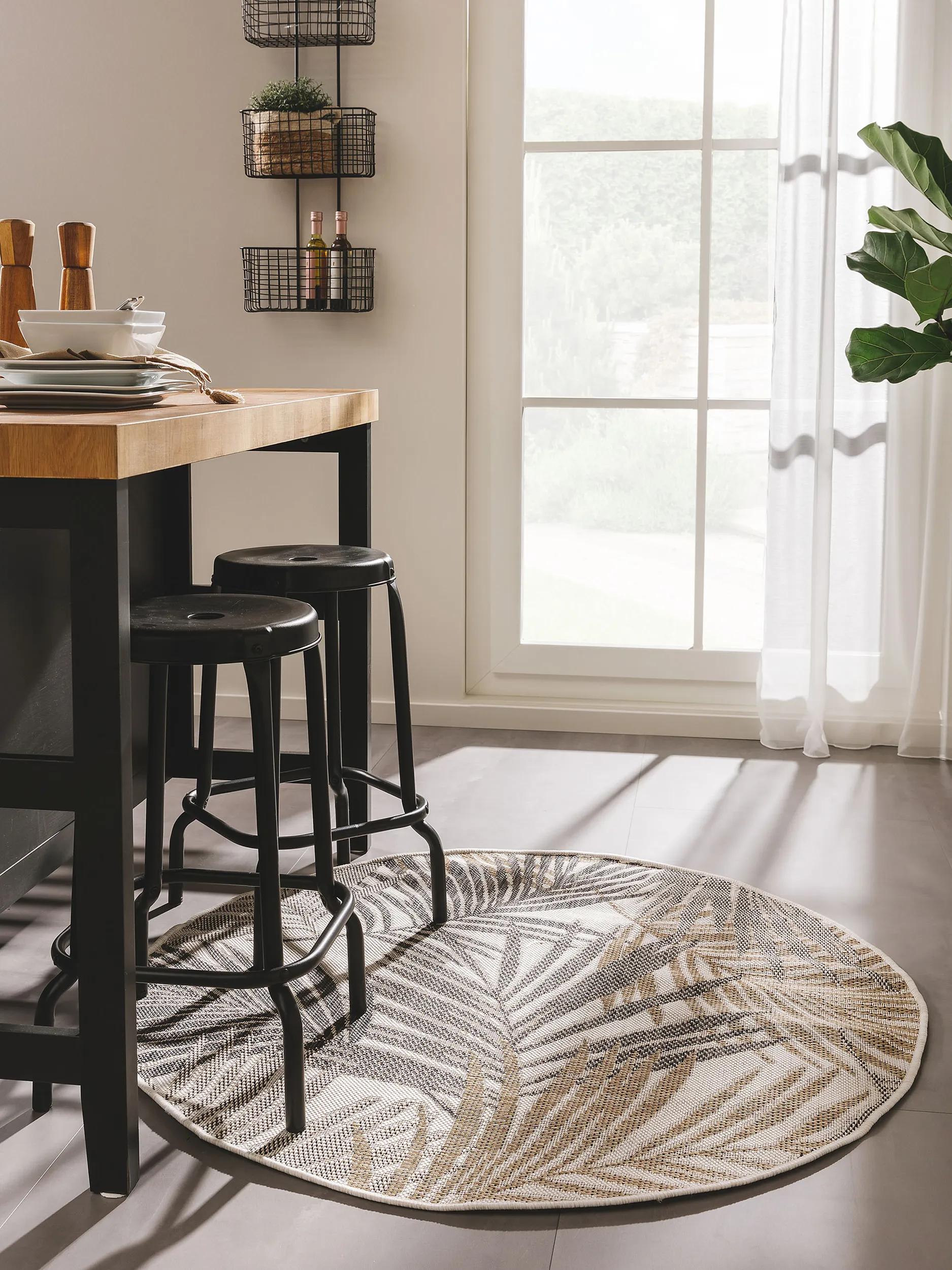 Alfombra redonda para interior y exterior Cleo negra