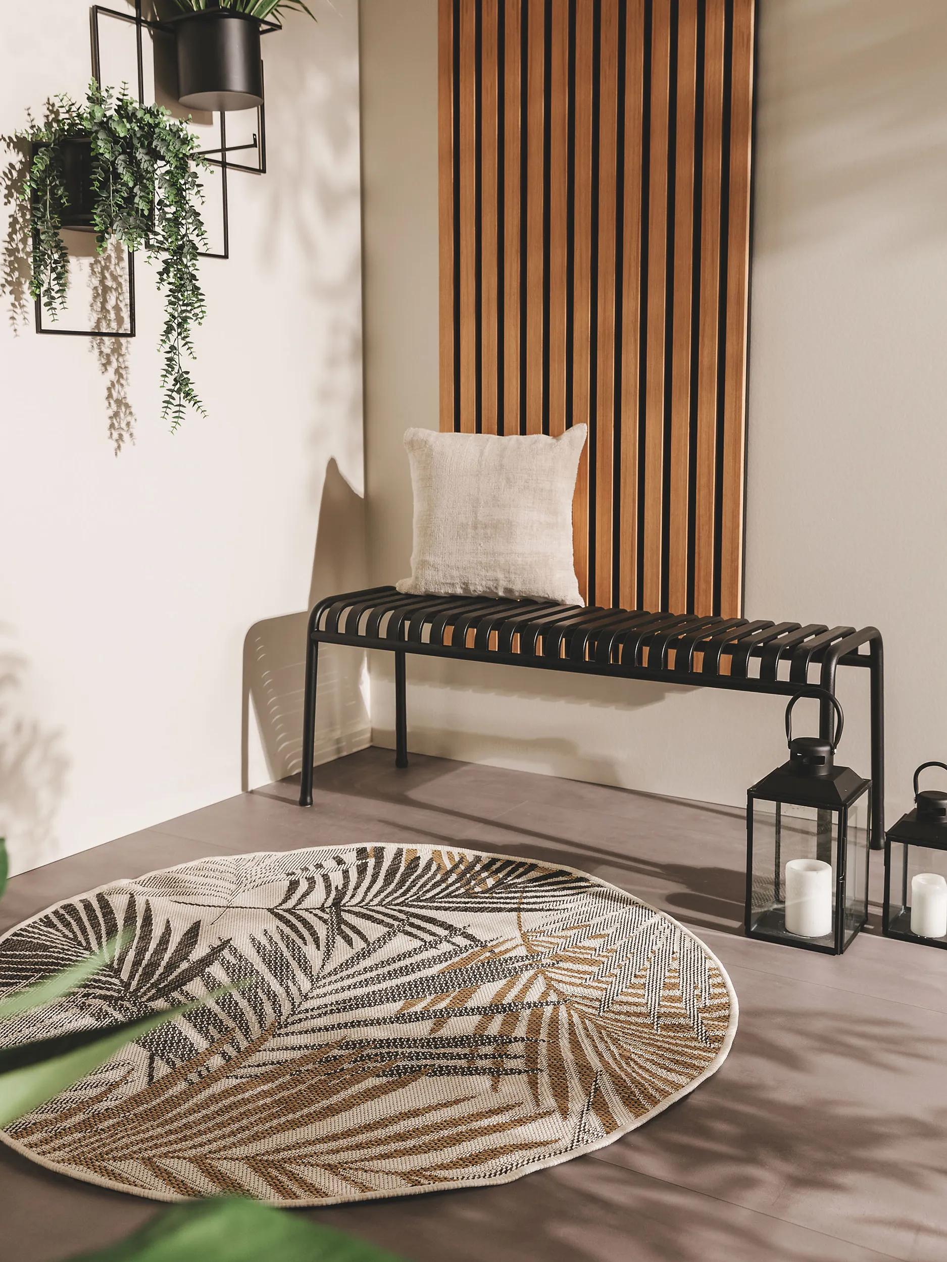 Alfombra redonda para interior y exterior Cleo negra