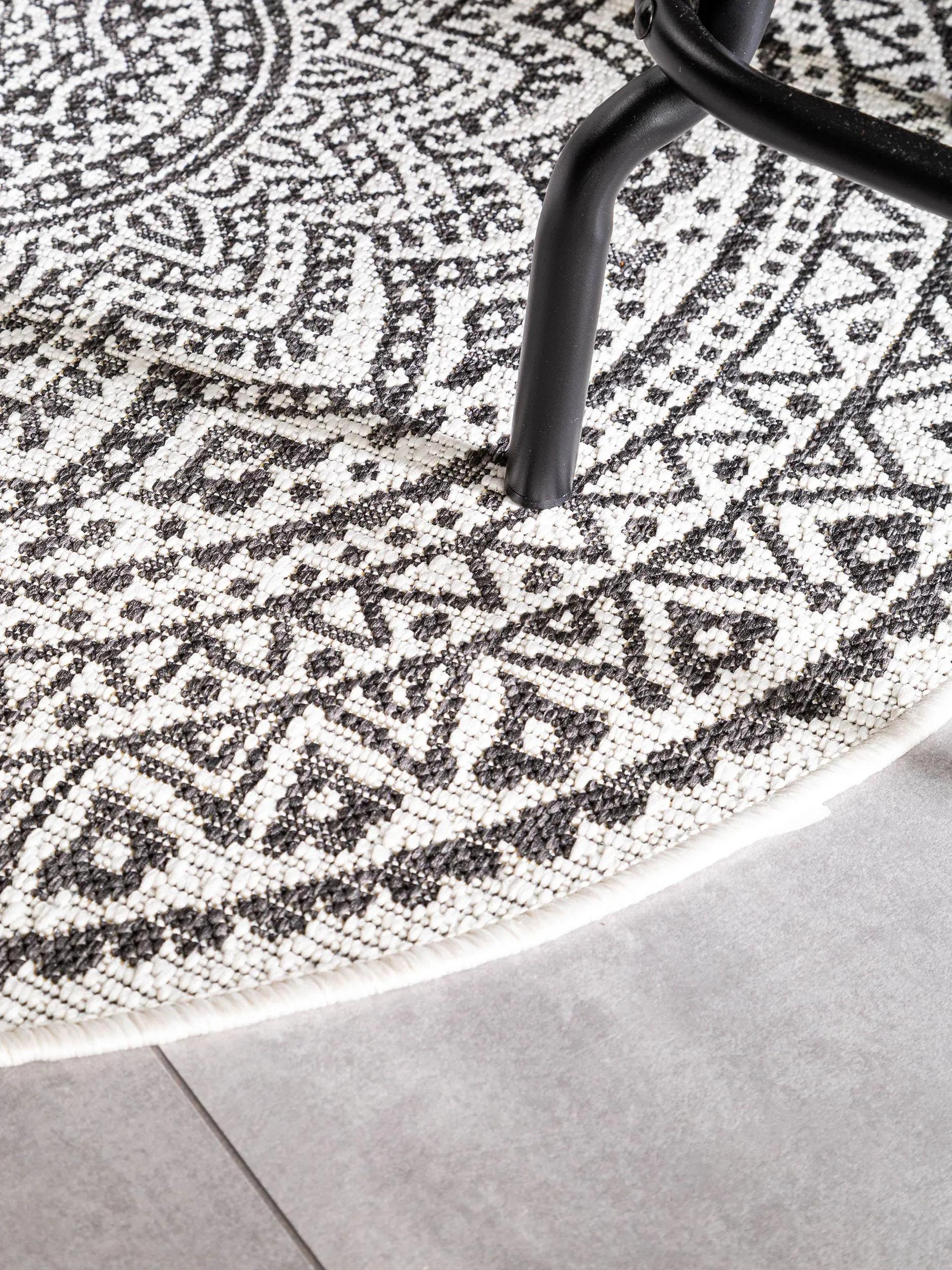 In- & Outdoor Round Rug Cleo White/Black