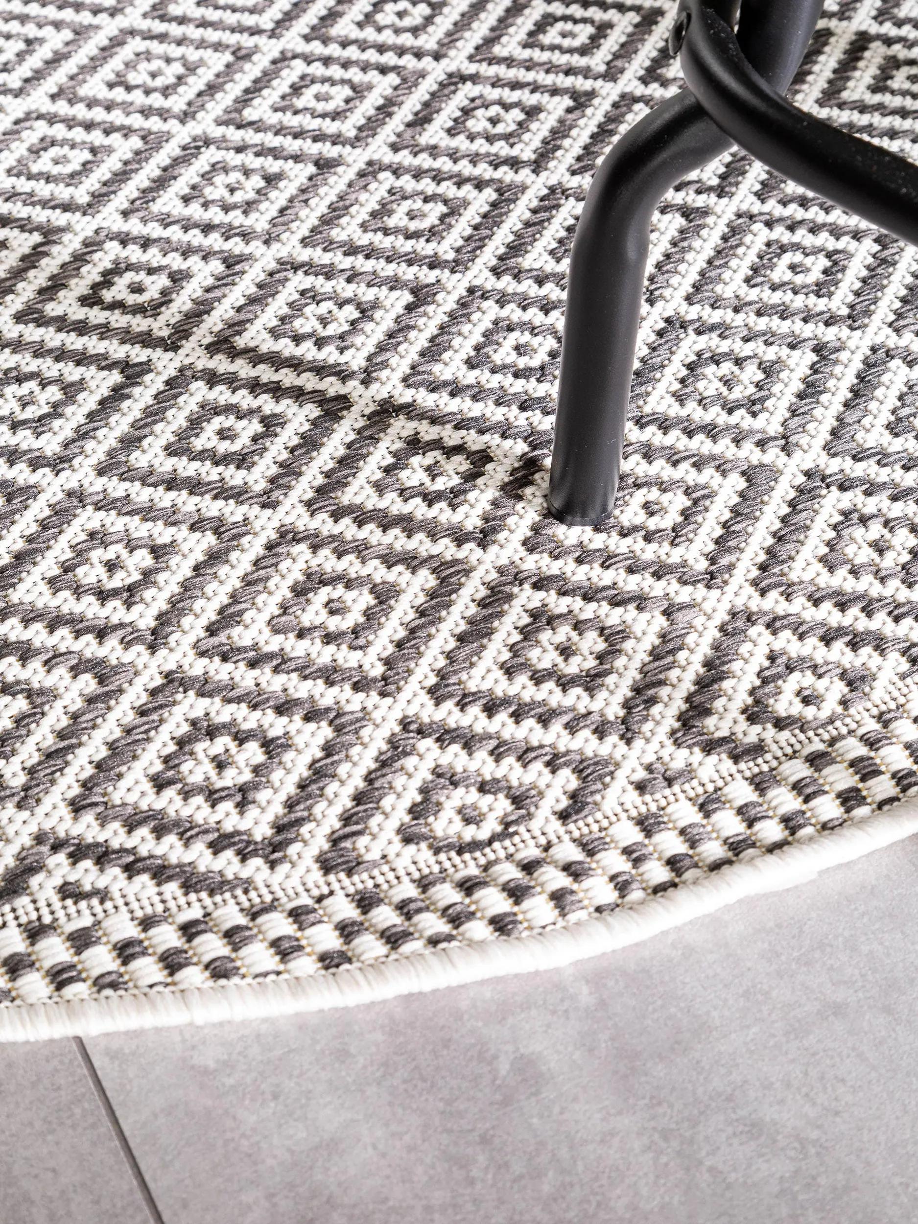 In- & Outdoor Round Rug Cleo White/Black