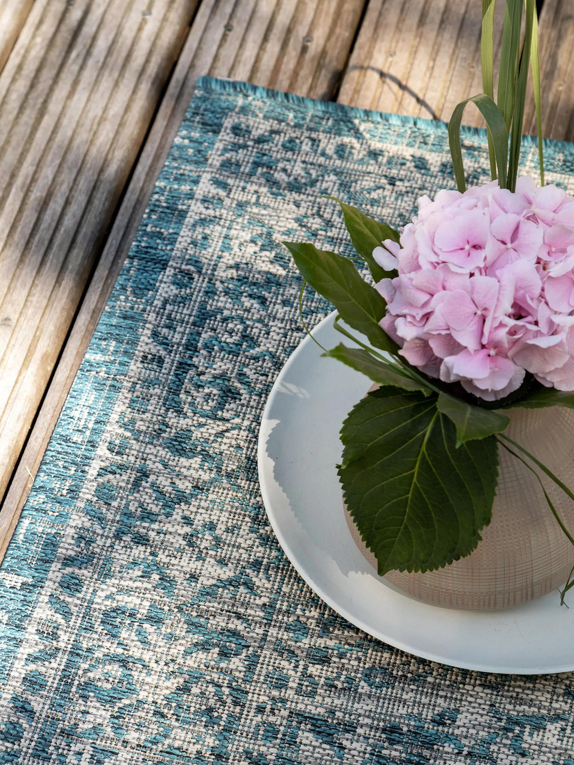 Alfombra de interior y exterior Cleo azul