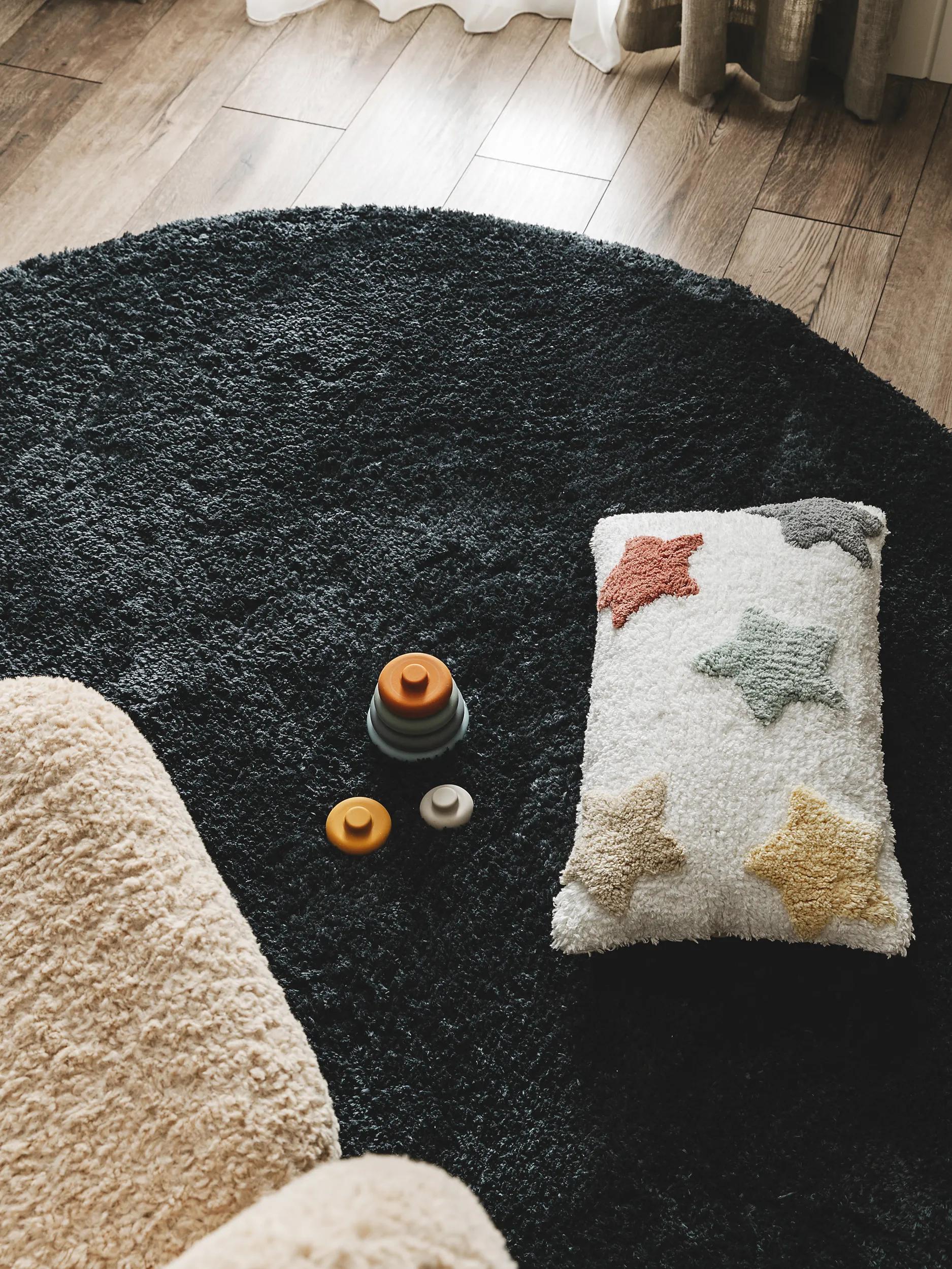 Shaggy Round Rug Cloudy Charcoal