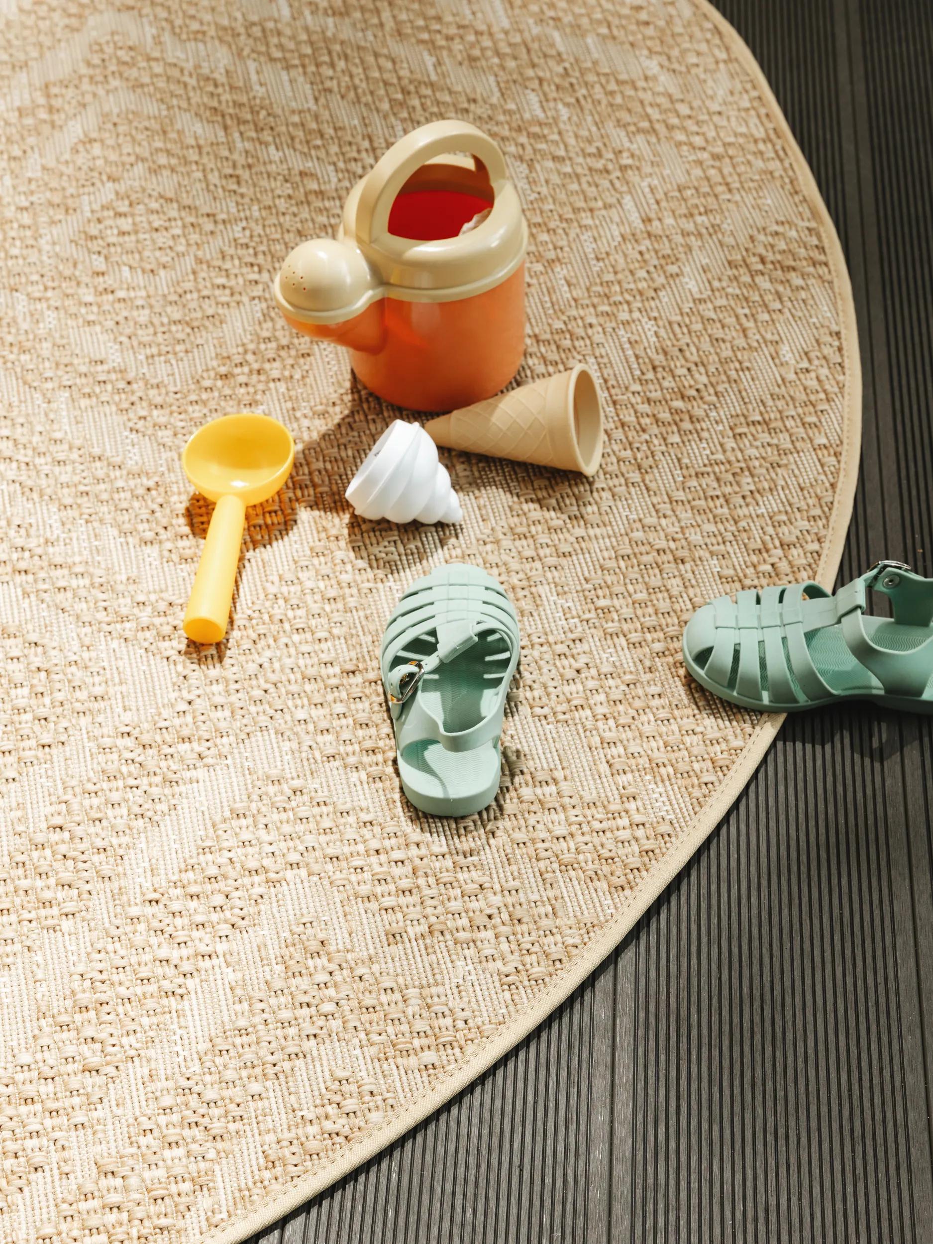 In- & Outdoor Round Rug Como Light Brown