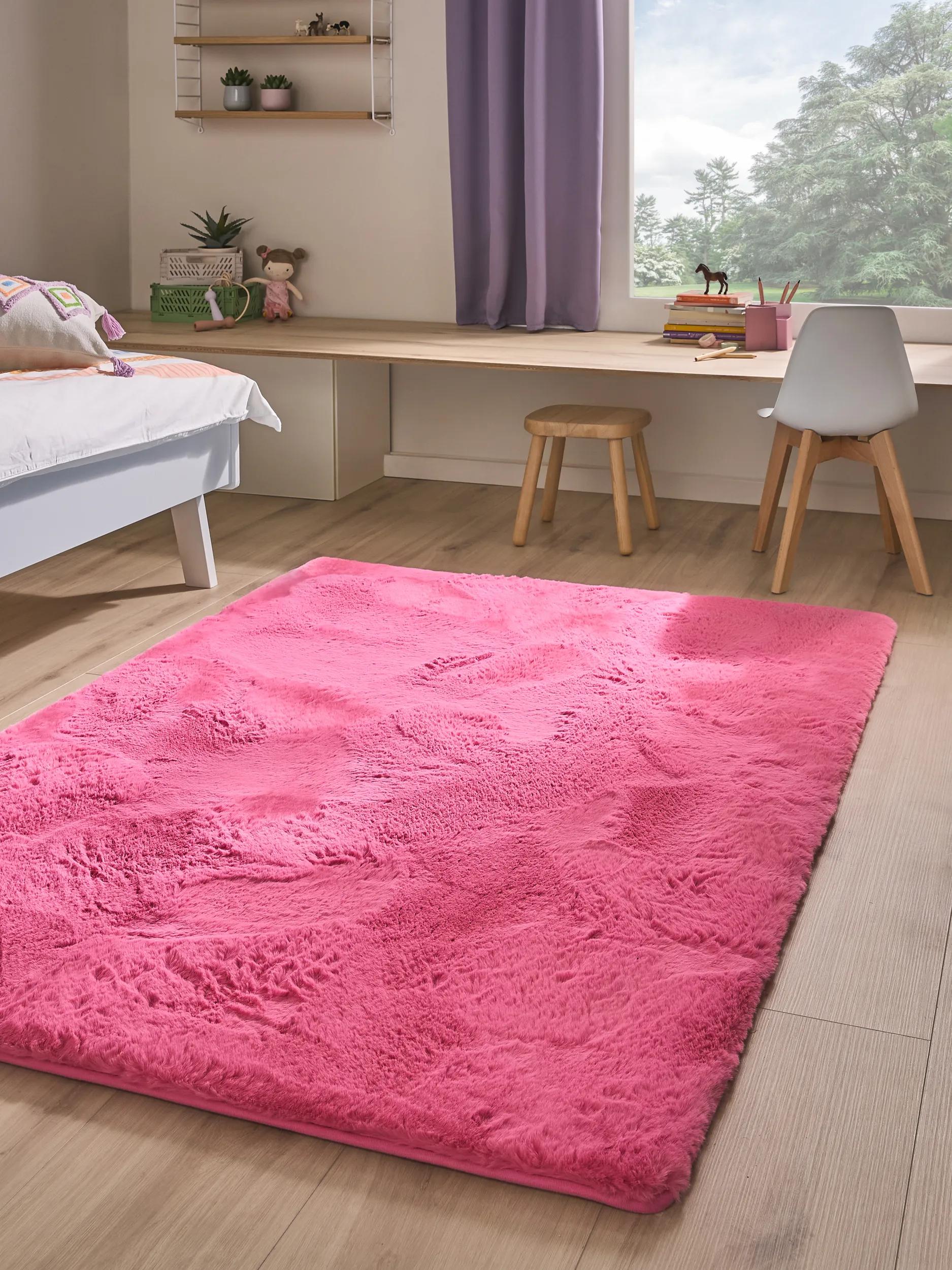 Washable Kids Rug Dave Pink