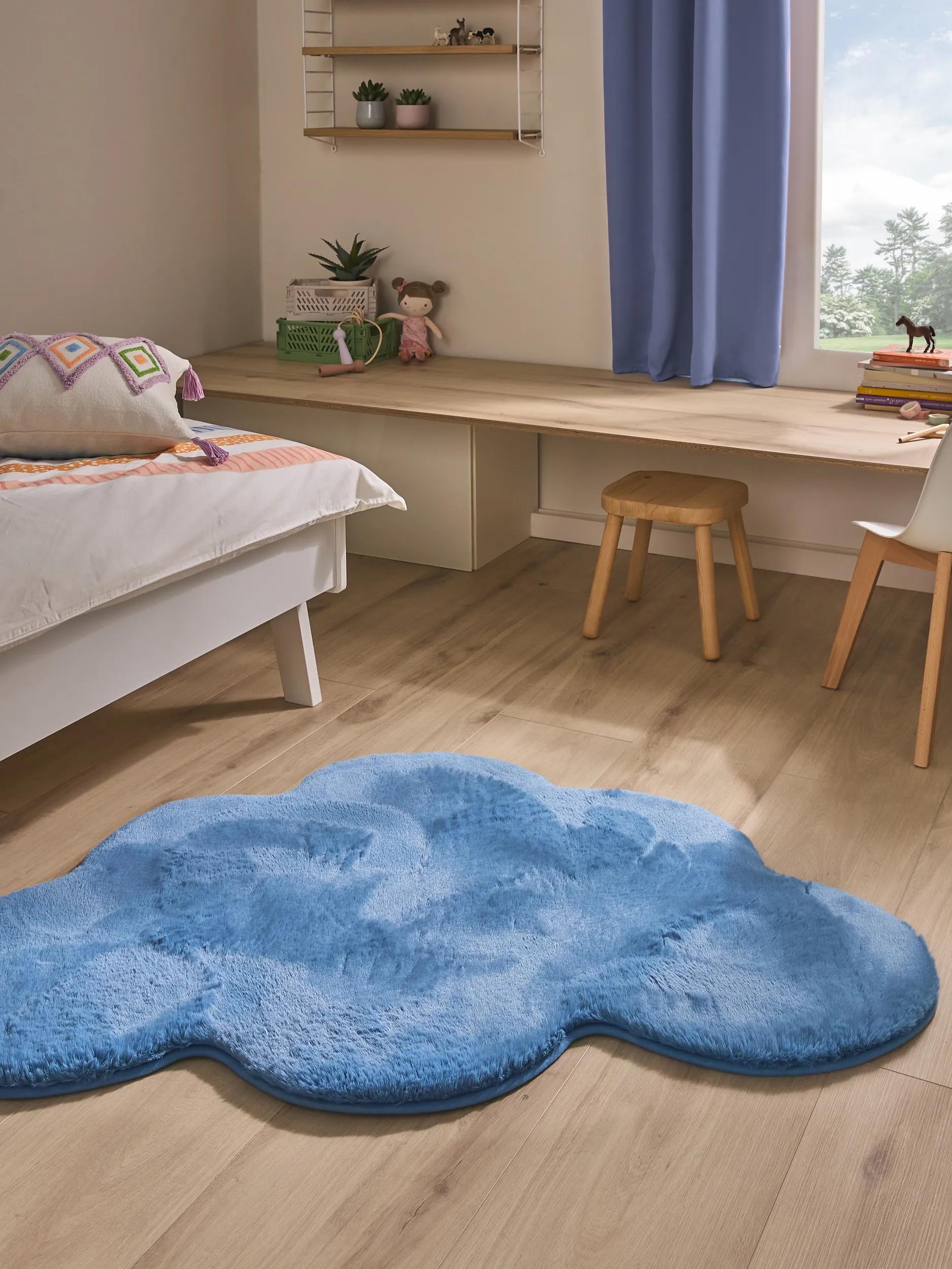Washable Kids Rug Dave Blue