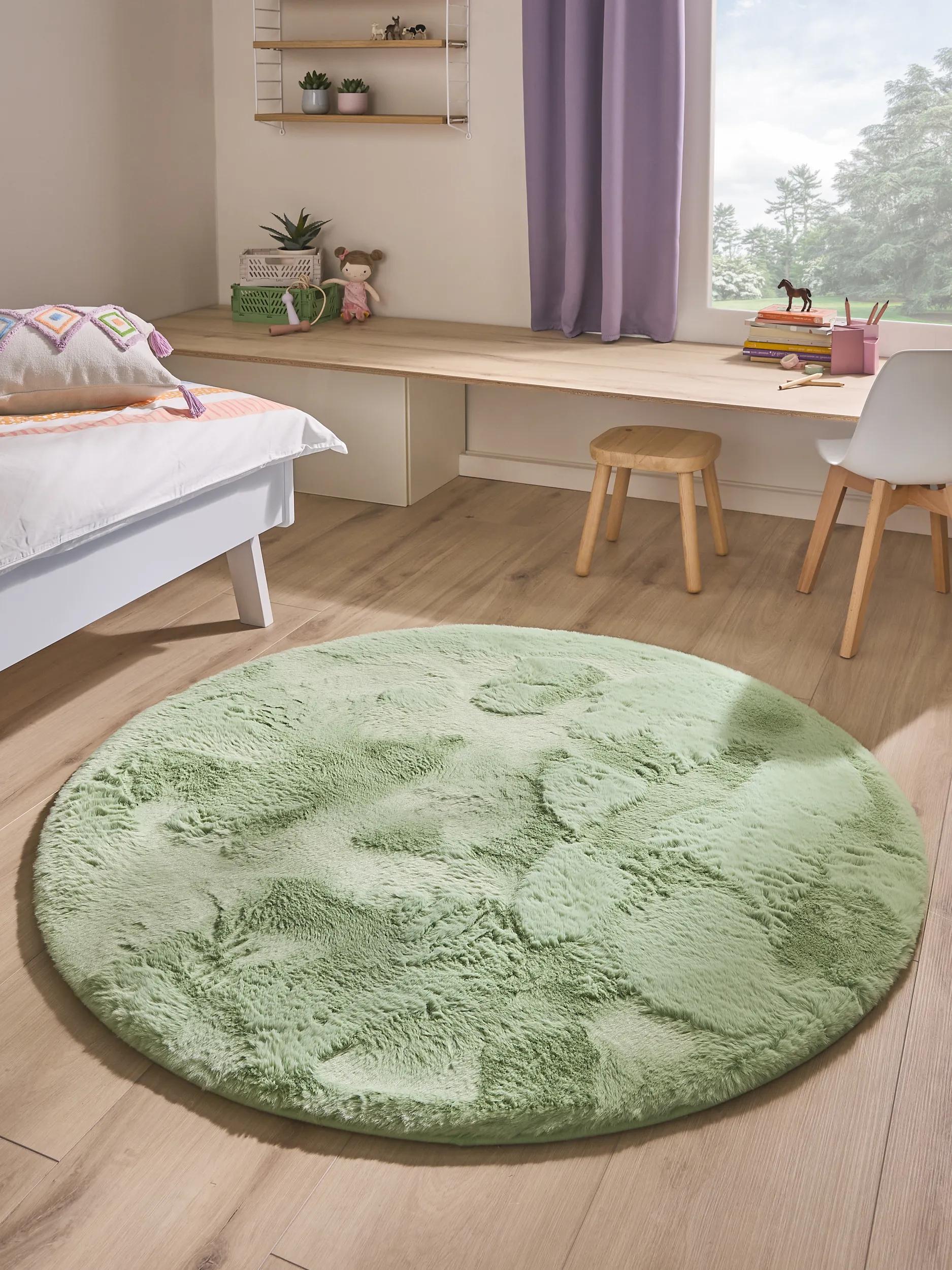 Washable Kids Rug Dave Light Green