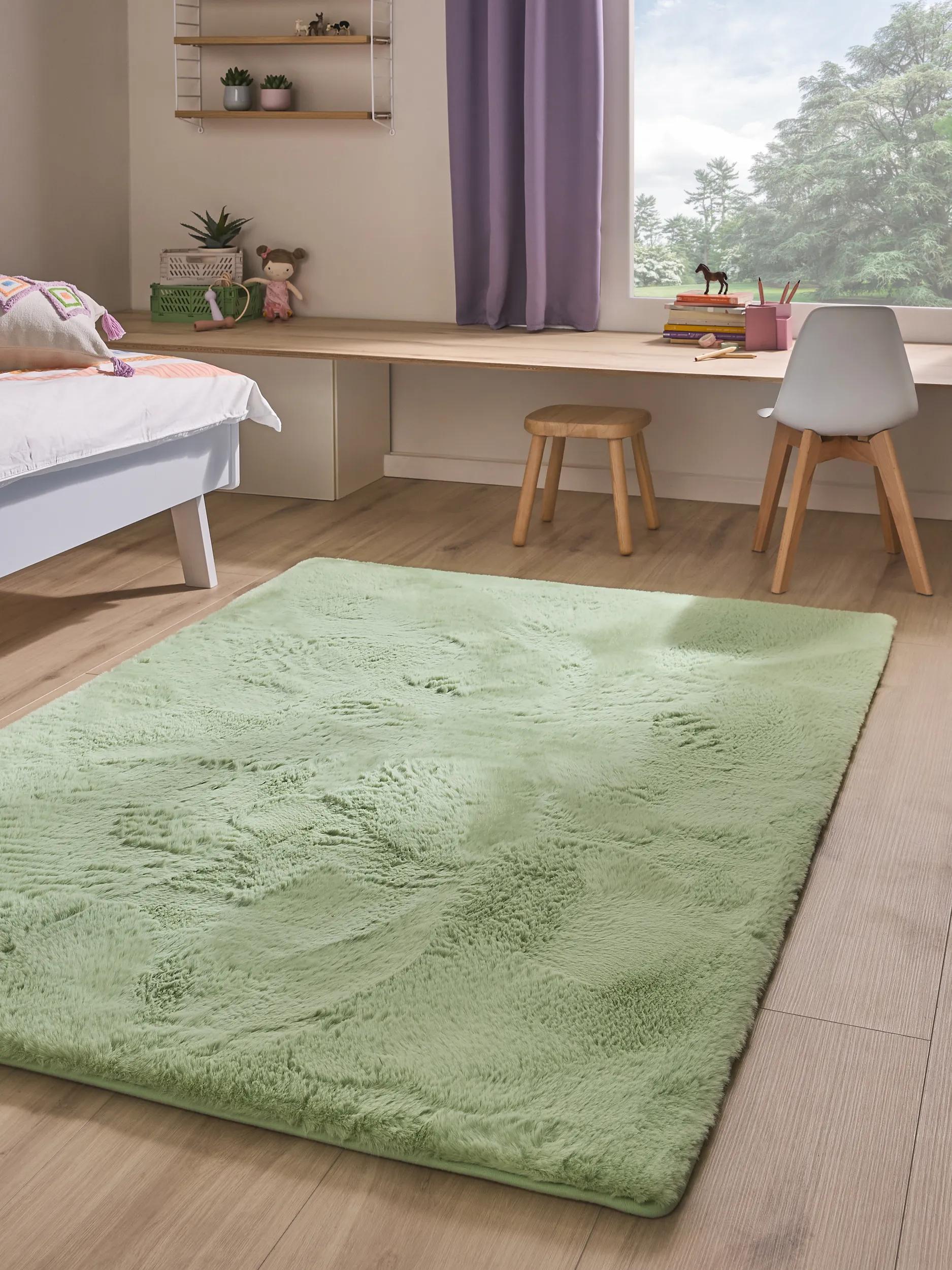 Washable Kids Rug Dave Light Green