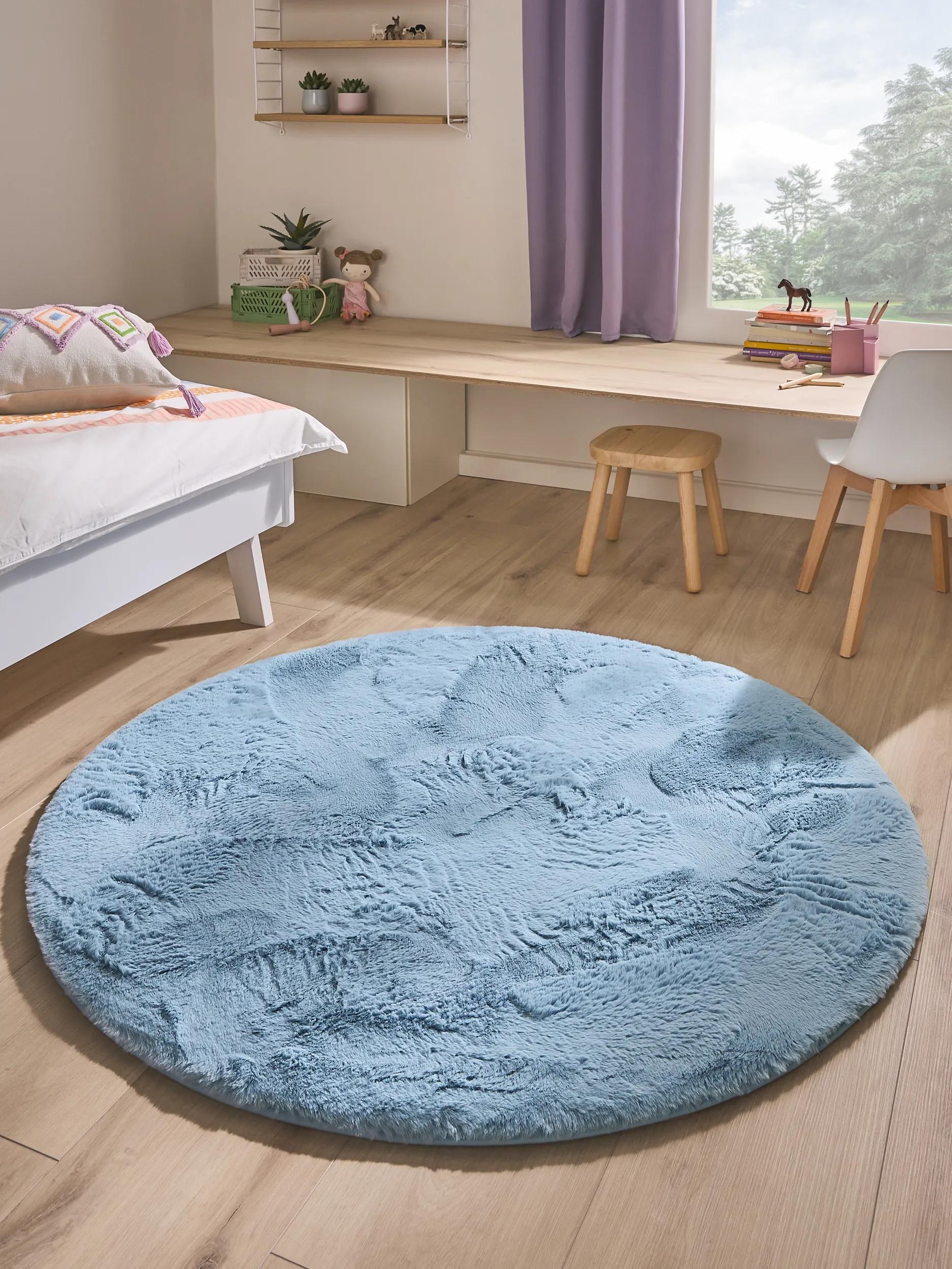 Washable Kids Rug Dave Light Blue