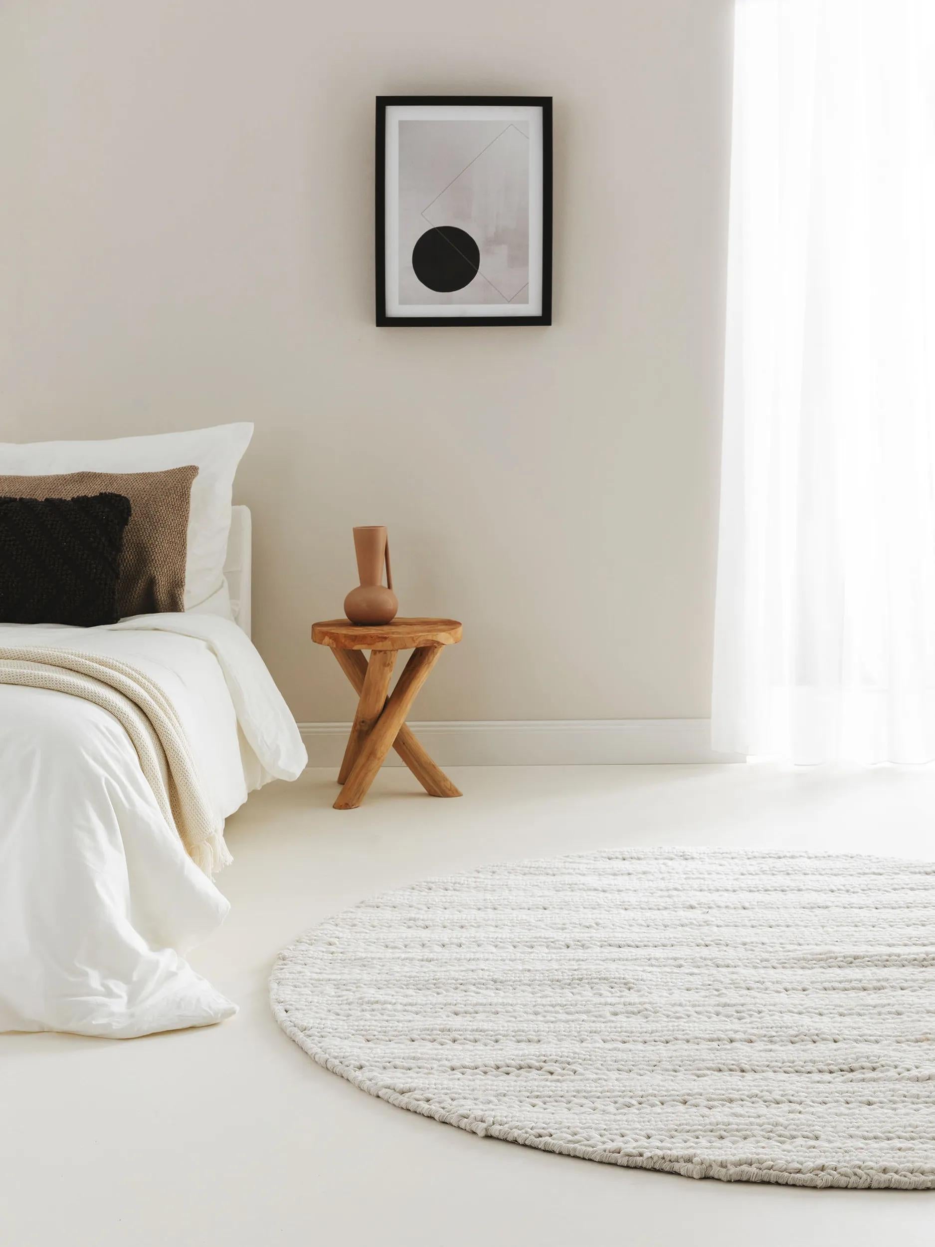 Round Wool Rug Dina Cream