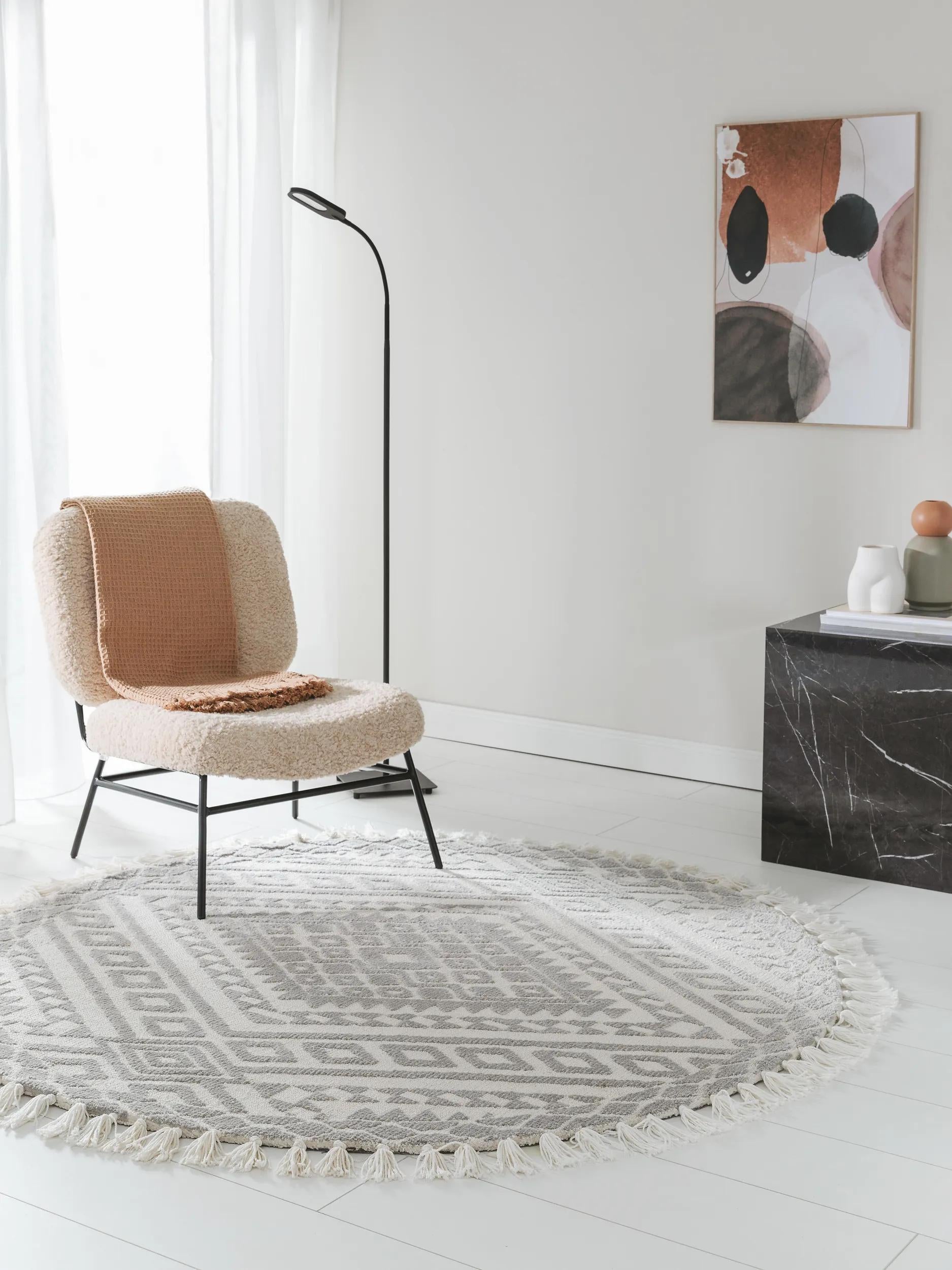 Round Rug Elias Grey