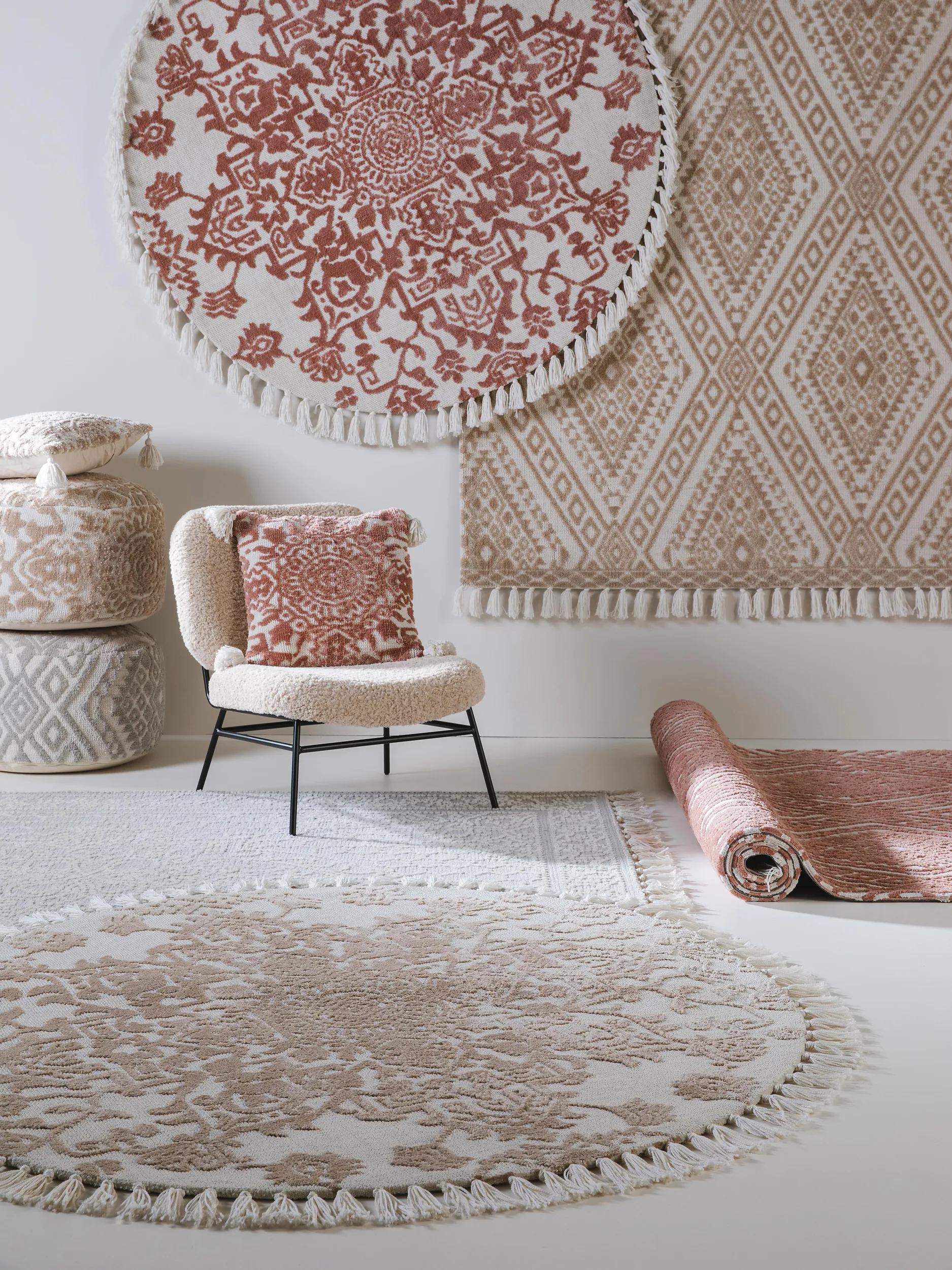 Round Rug Elias Beige