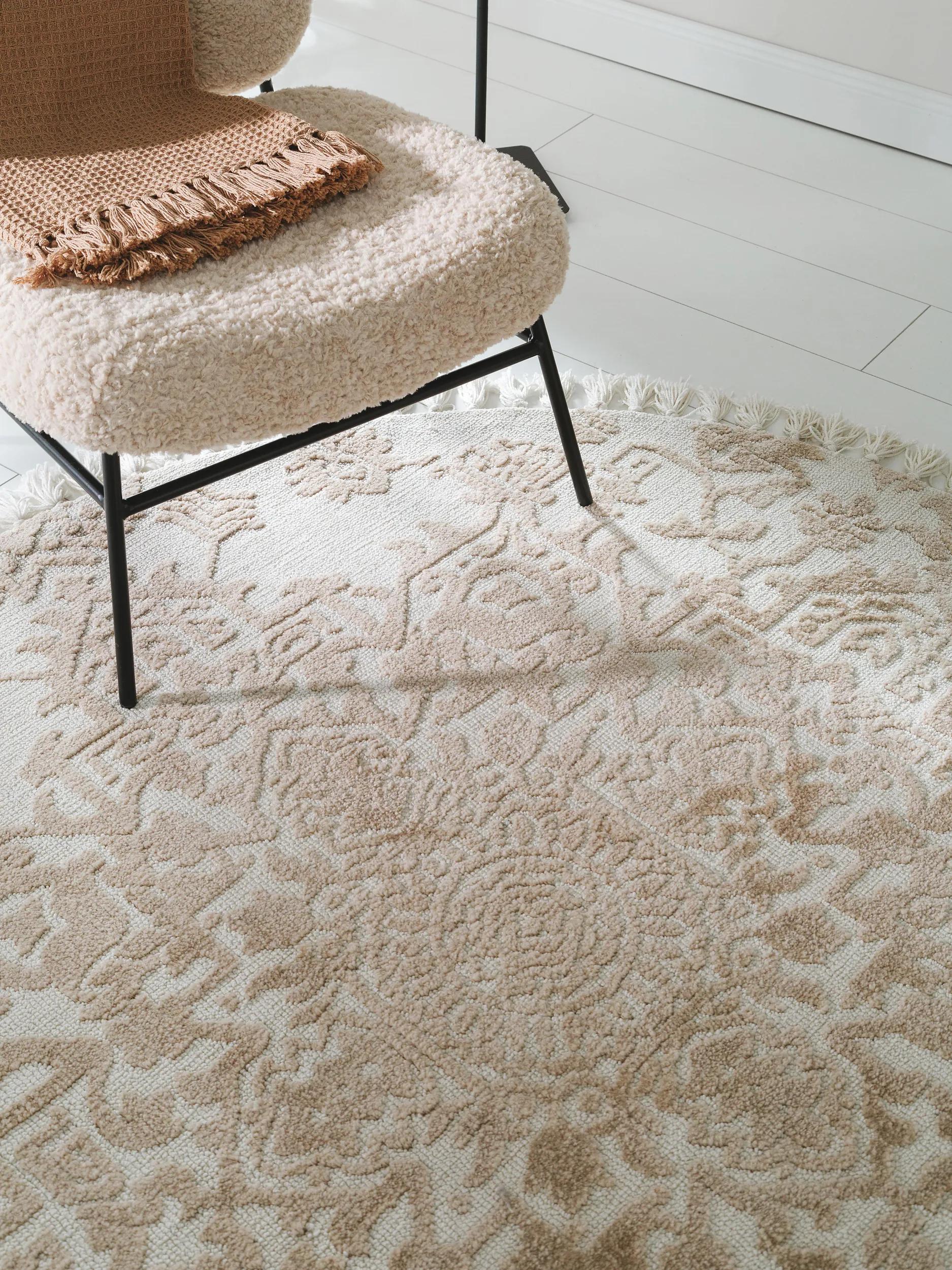 Round Rug Elias Beige