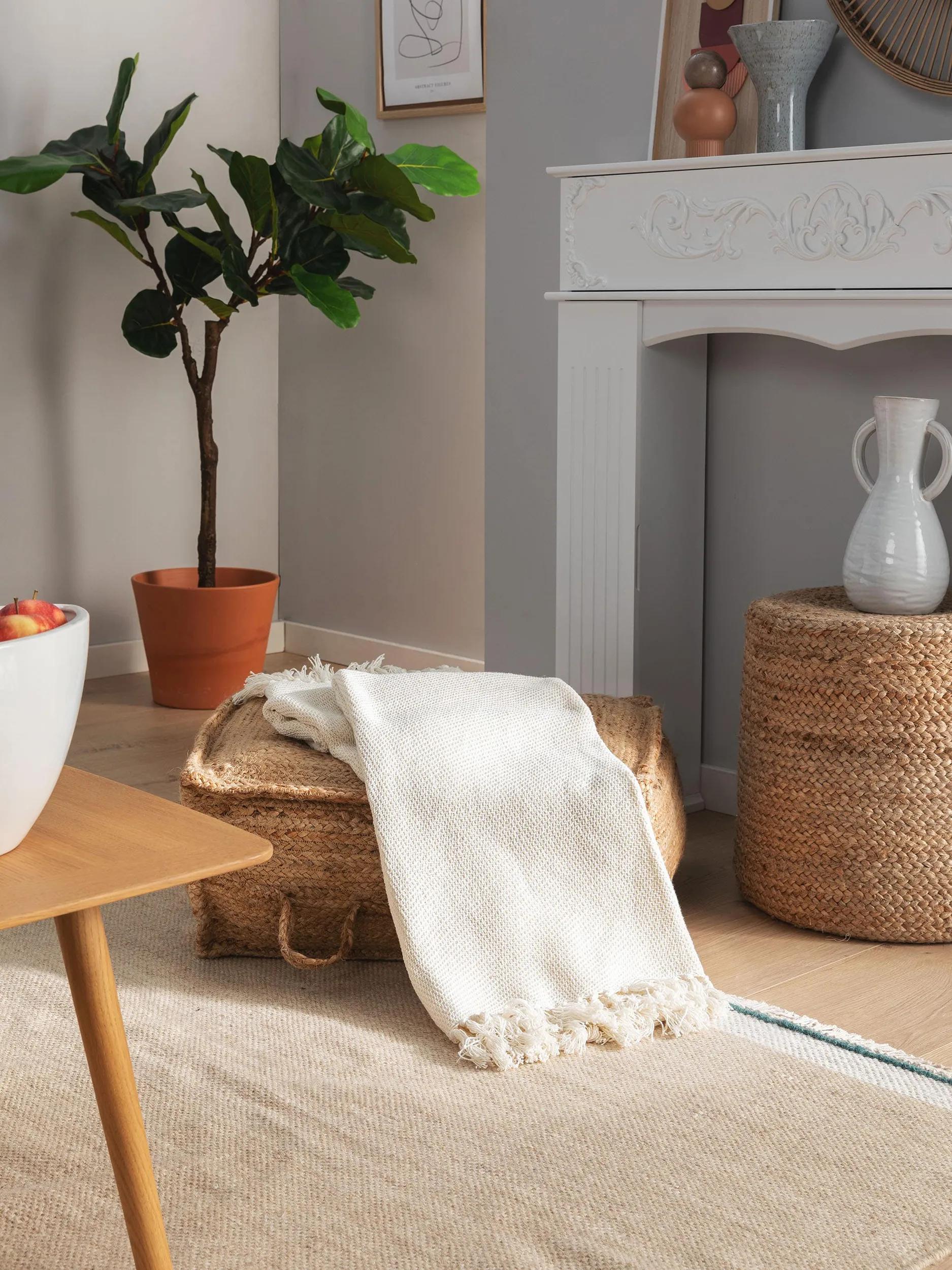 Cotton blanket Ezra Ivory