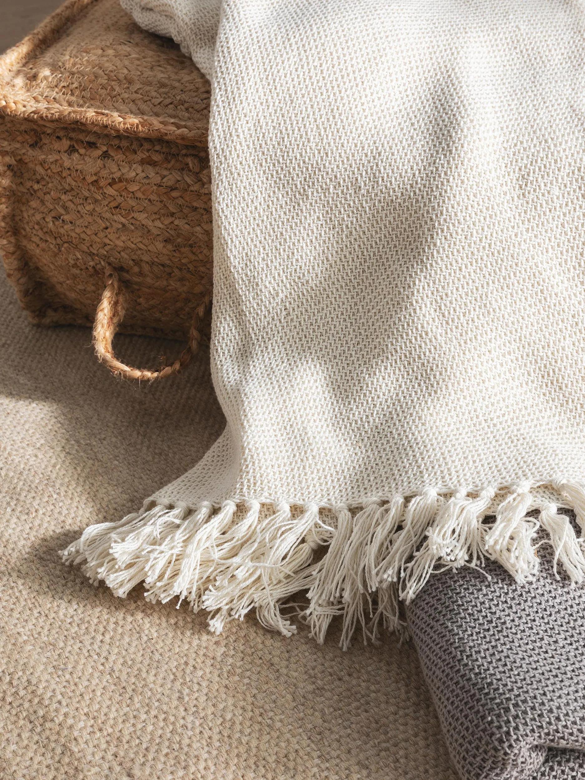 Cotton blanket Ezra Ivory