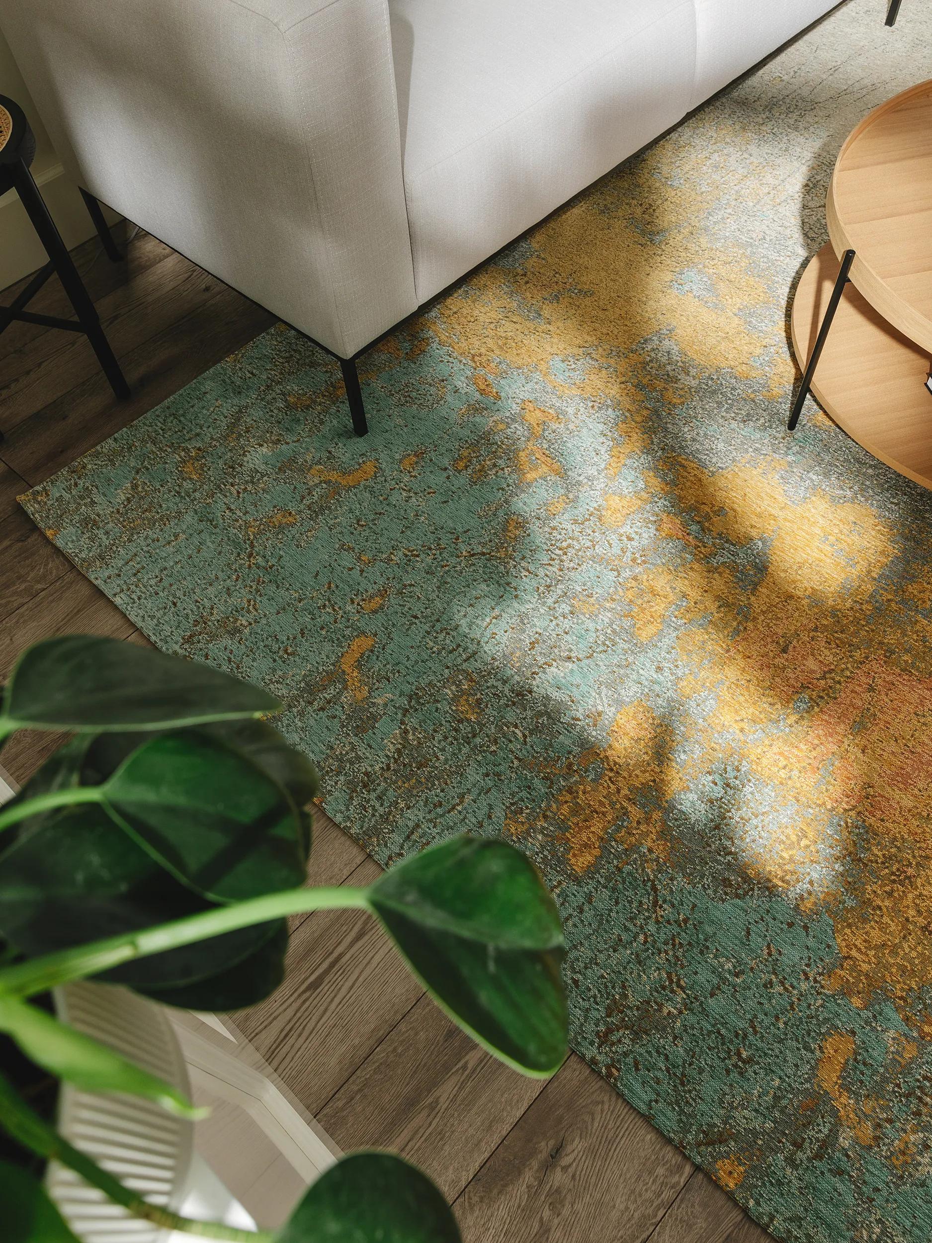 Alfombra de tejido plano Frencie beige/azul