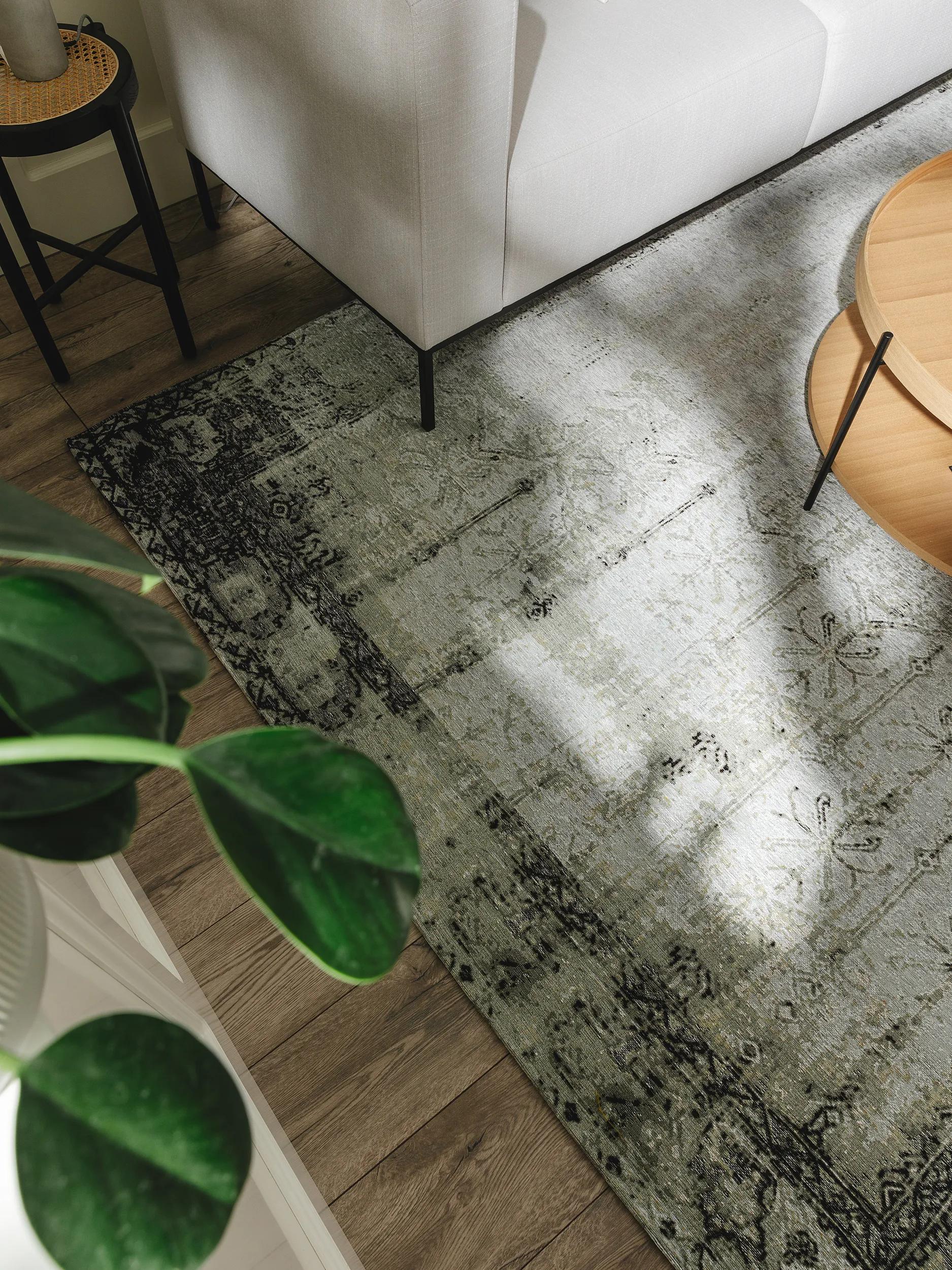 Tapis à tissage plat Frencie Noir/Gris